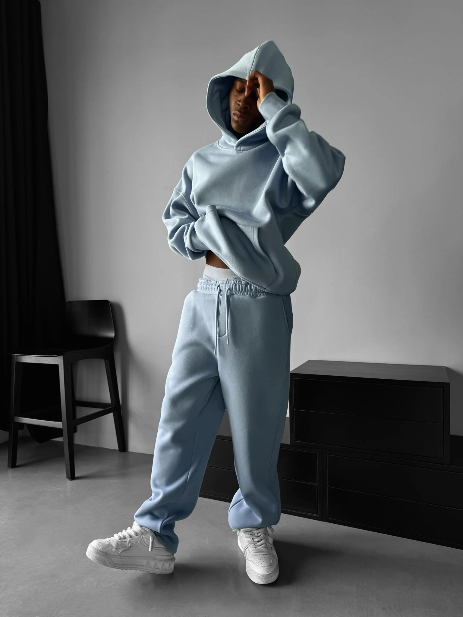 Oversize Basic Hoodie - Faded Denim - Image 3