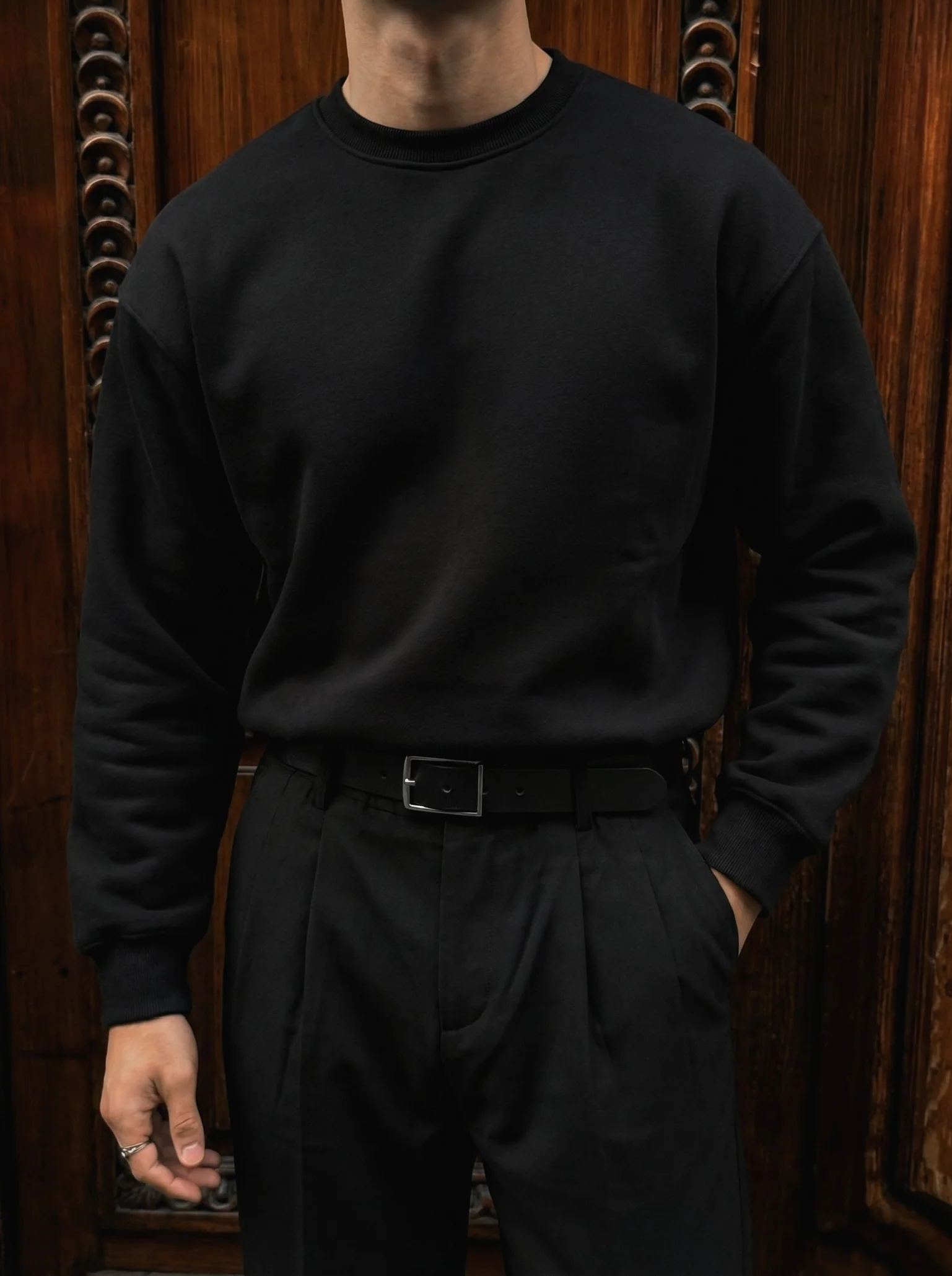 Oversize Basic Sweater - Black - Image 2