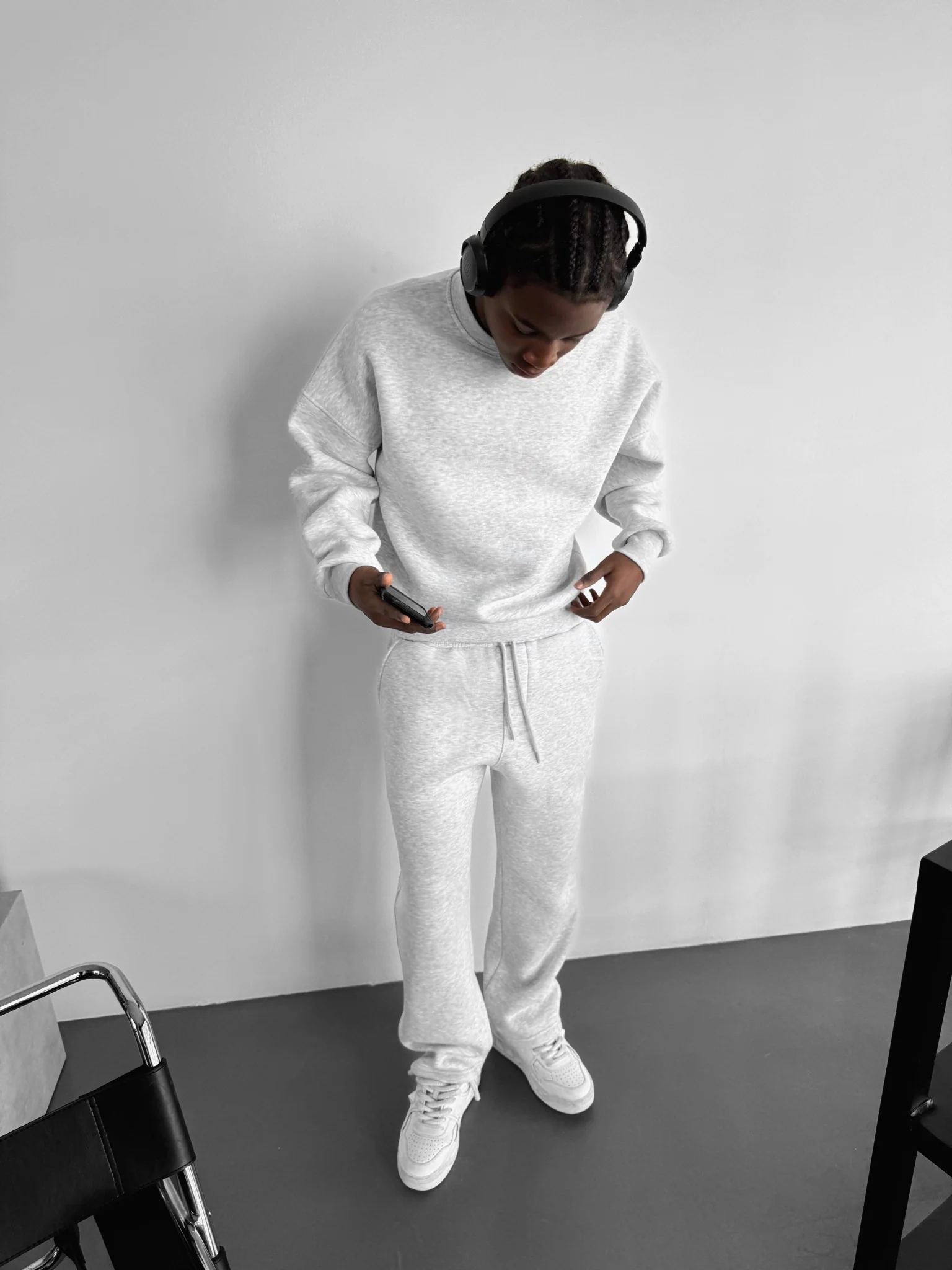 Oversize Basic Sweater - Light Grey Melange - Image 3