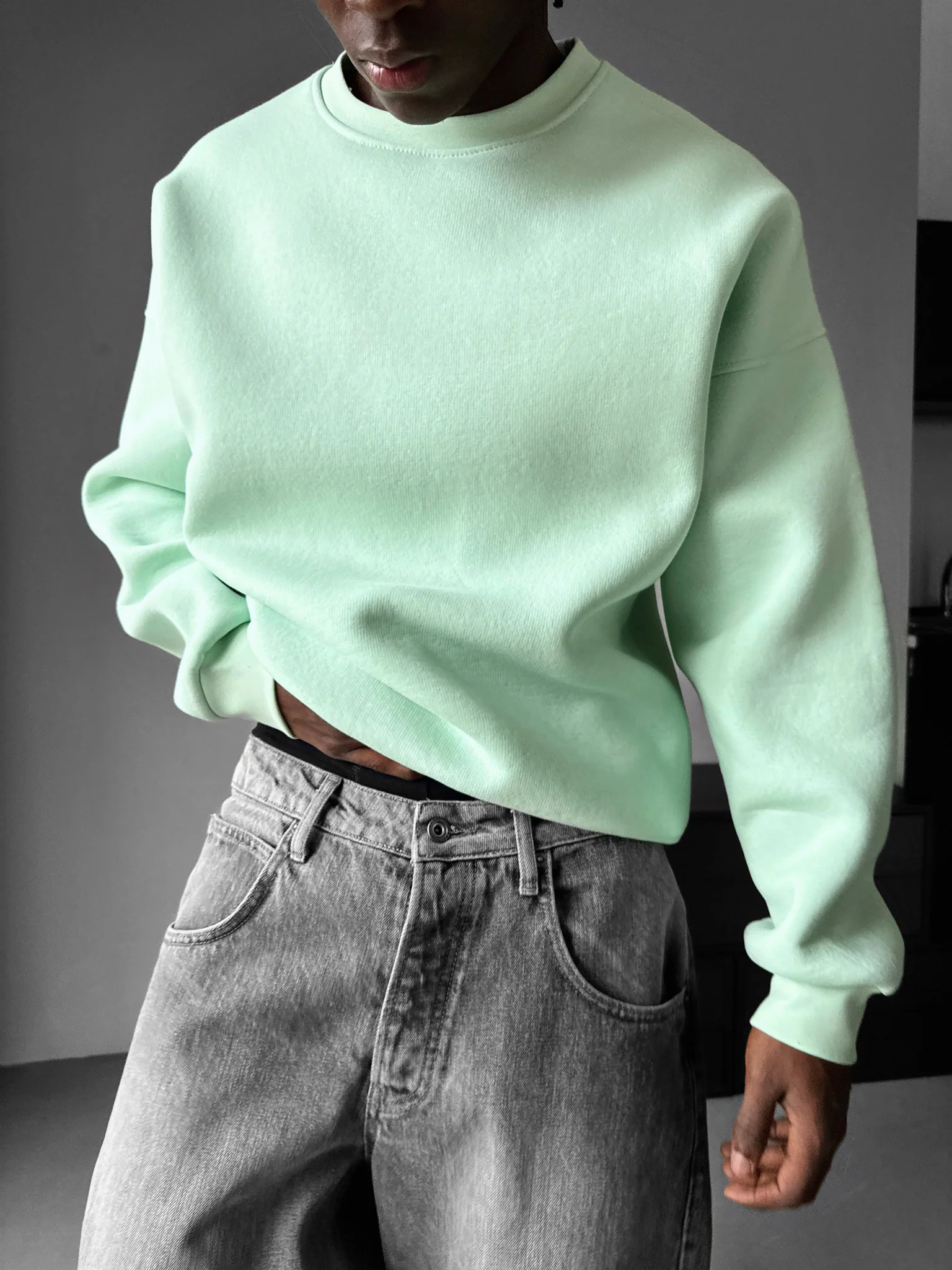Oversize Basic Sweater - Misty Jade - Image 2