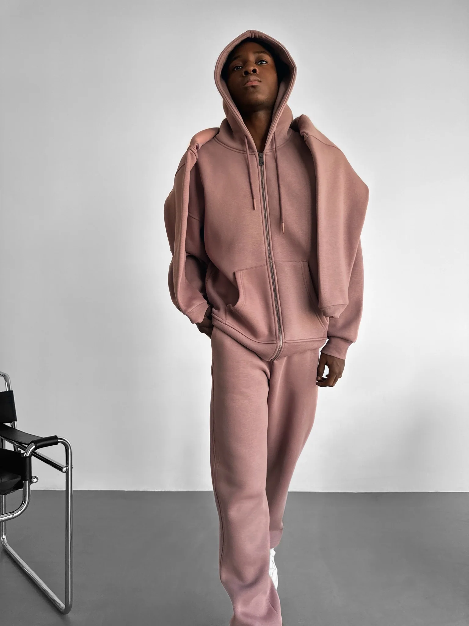 Oversize Basic Zipper Hoodie - Antler - Image 4