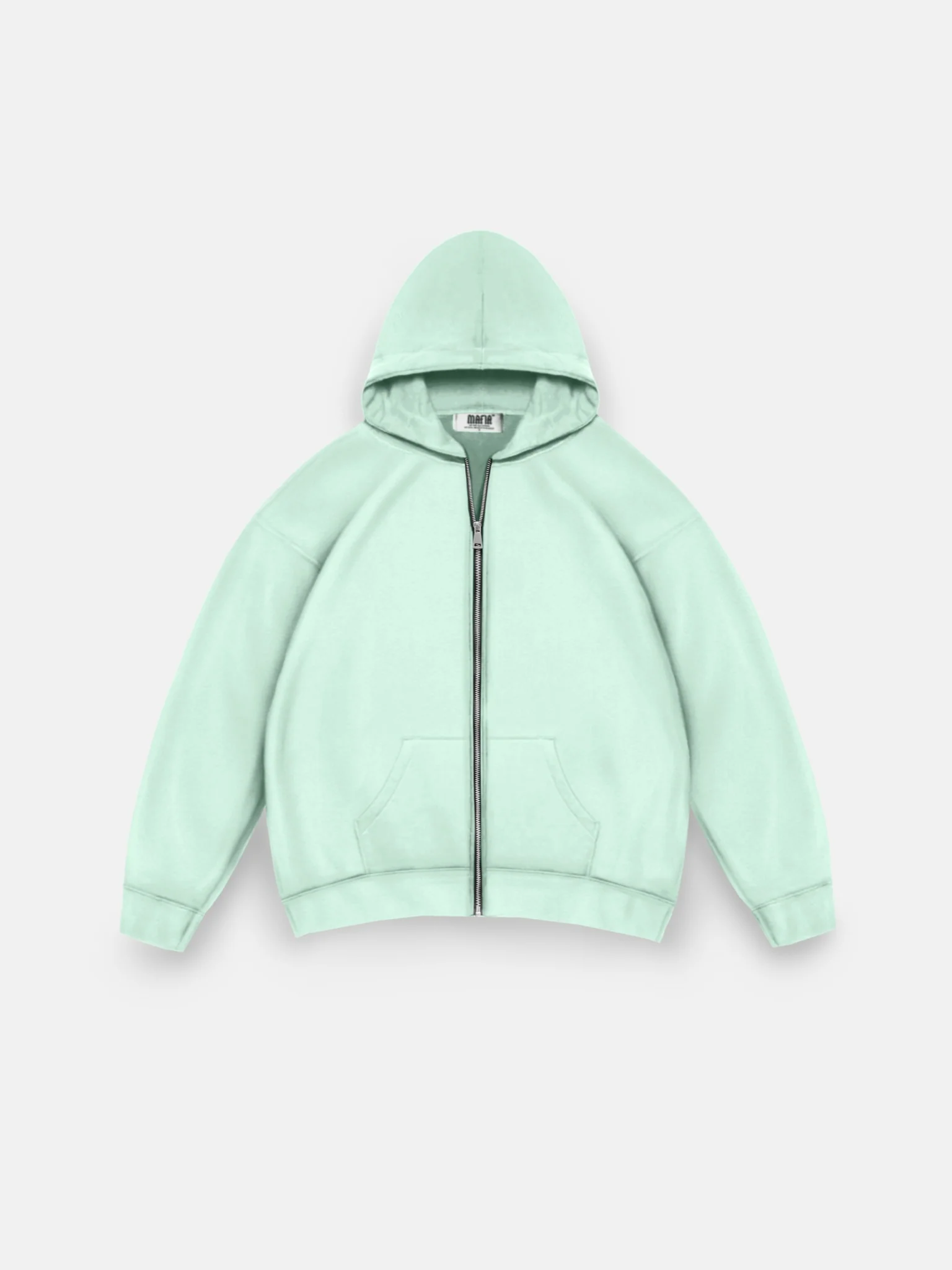 Oversize Basic Zipper Hoodie - Misty Jade