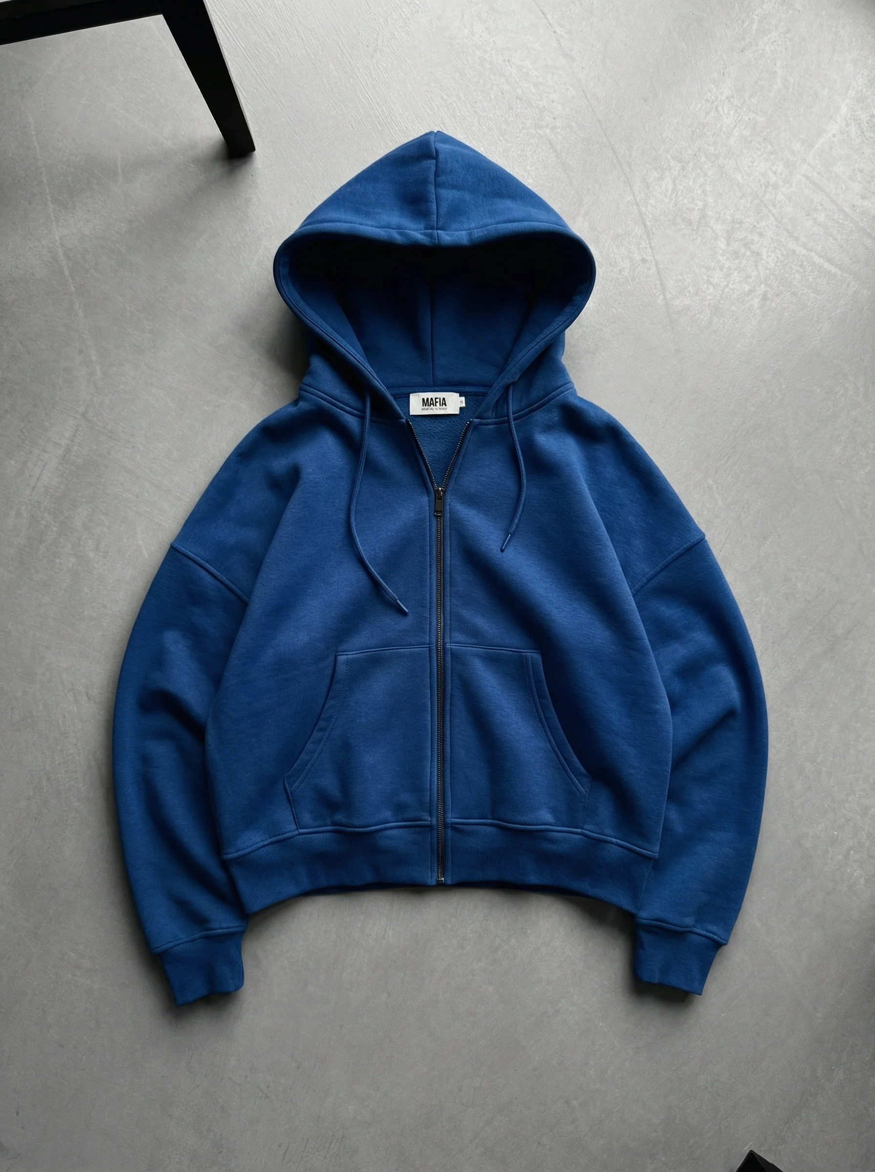 Oversize Basic Zipper Hoodie - Navy Poeny