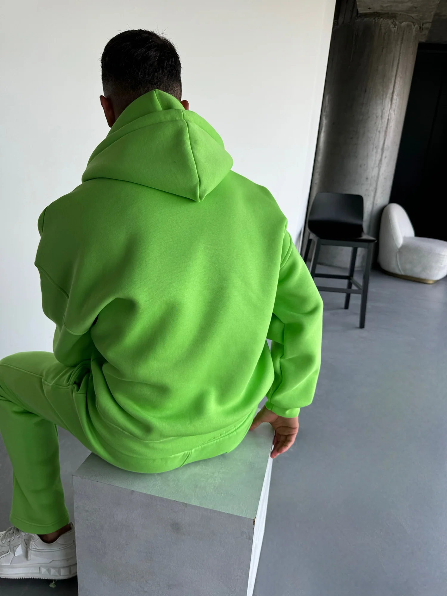 Oversize Basic Zipper Hoodie - Neon Slime - Image 3