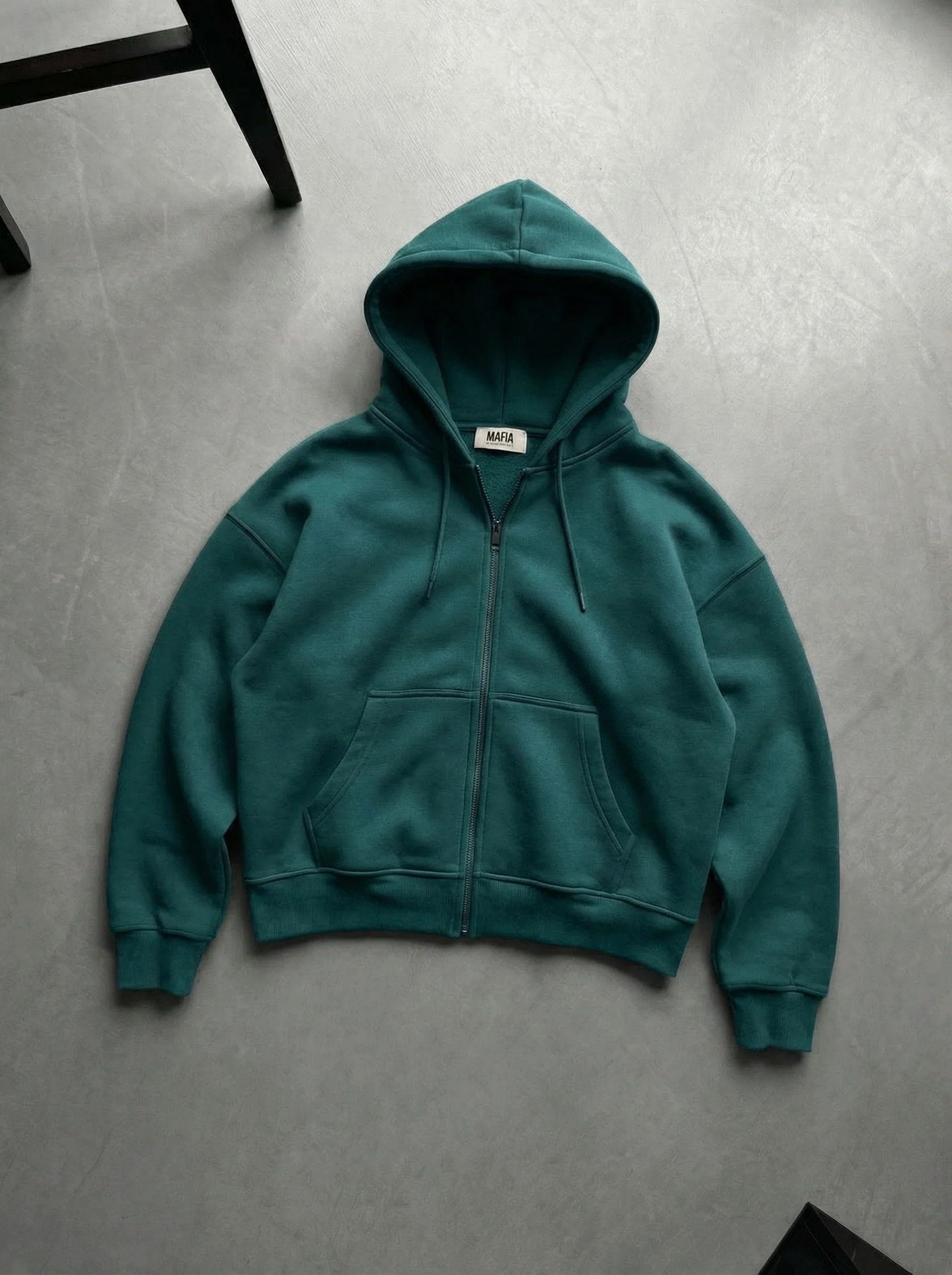 Oversize Basic Zipper Hoodie - Sea Moss