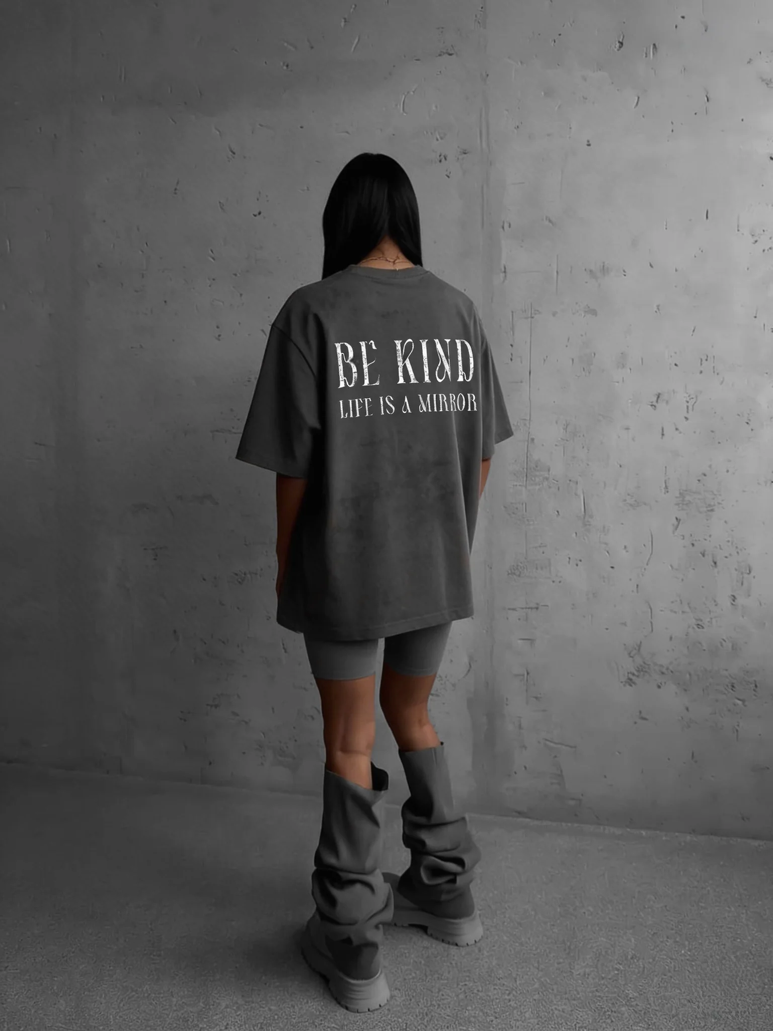 Oversize Be Kind T-shirt - Anthracite