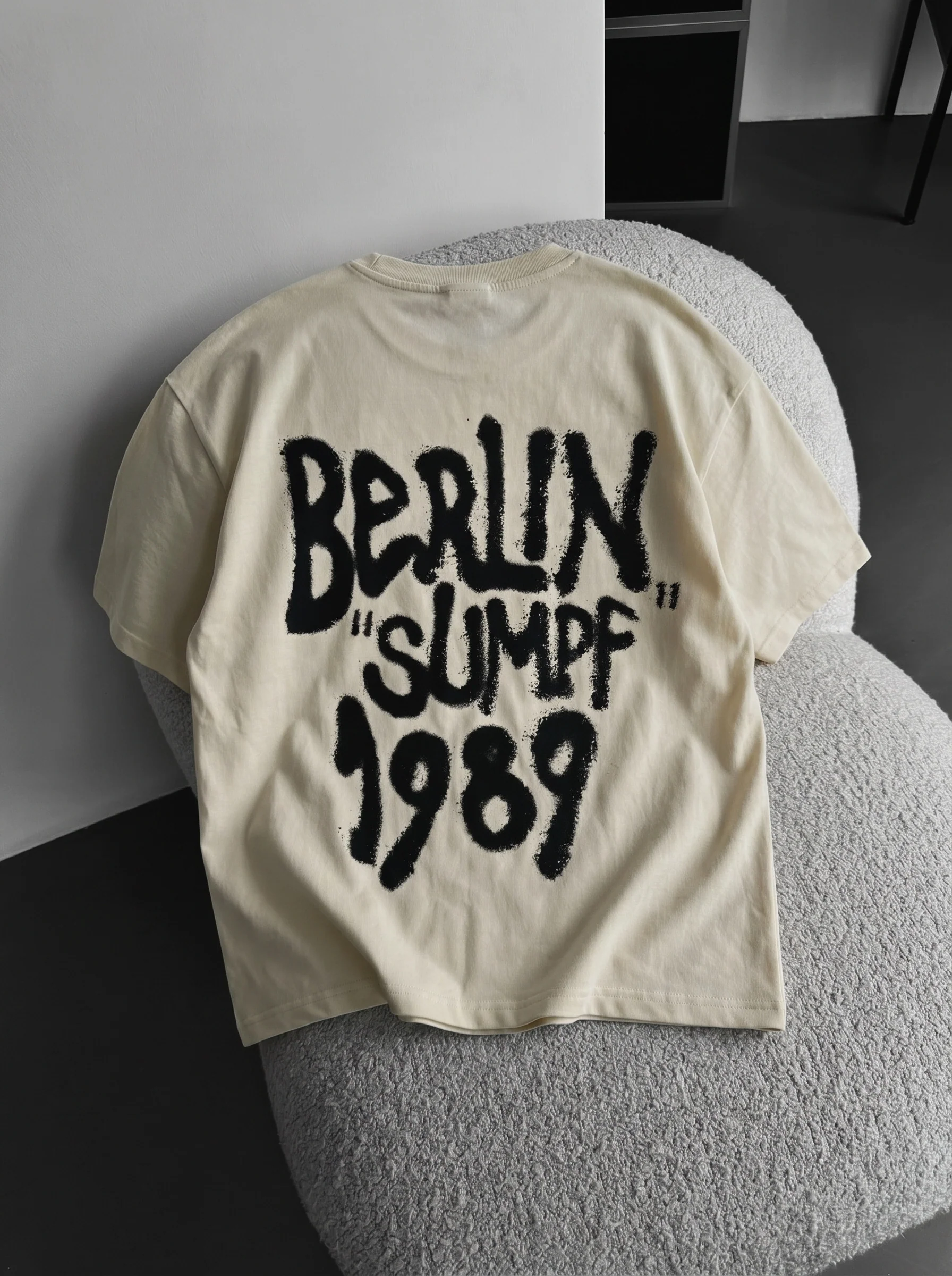 Oversize 'Berlin Sumpf' T-Shirt - Antique White and Black