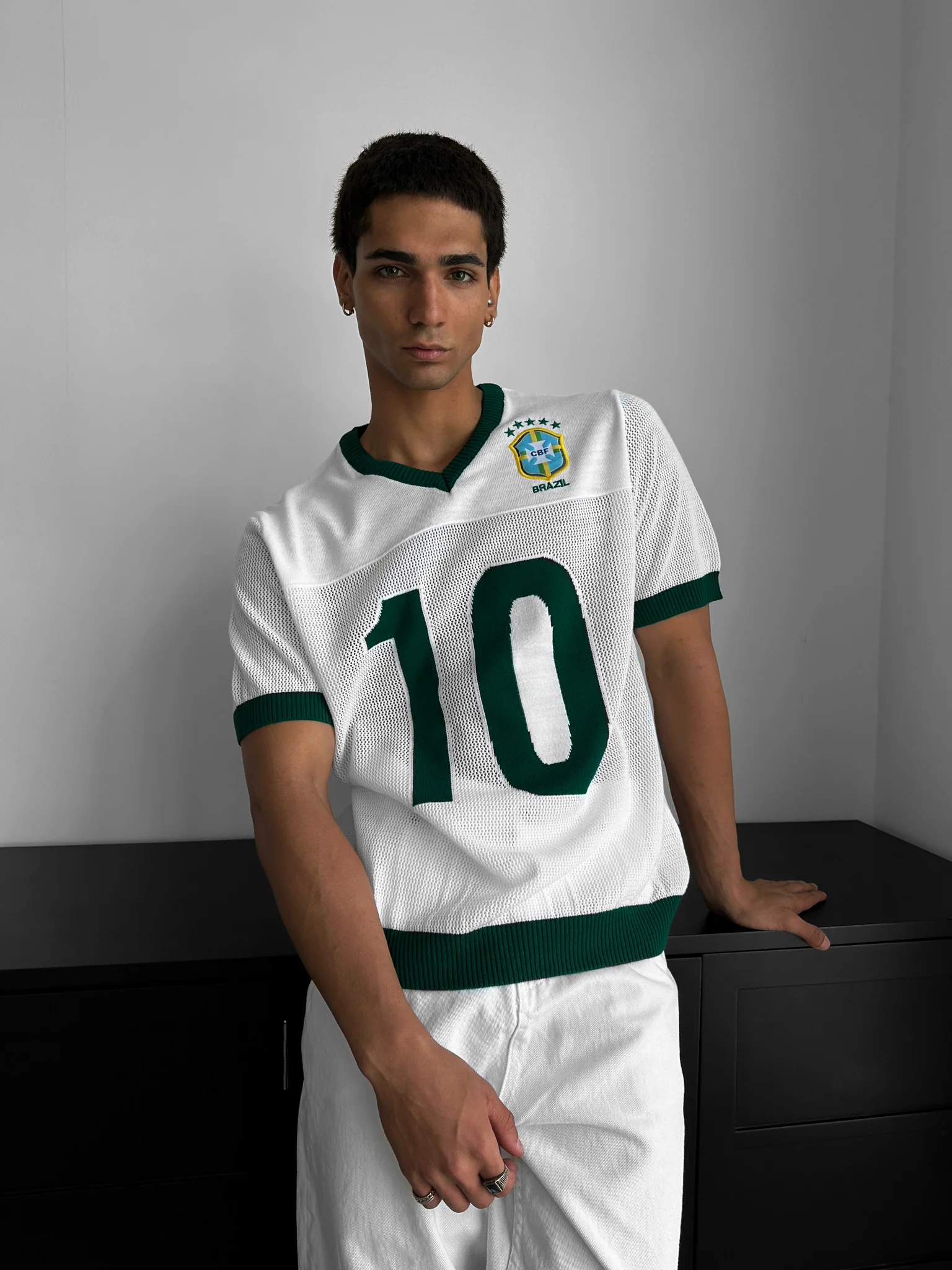 Oversize Brazil Knit T-shirt - White - Image 3