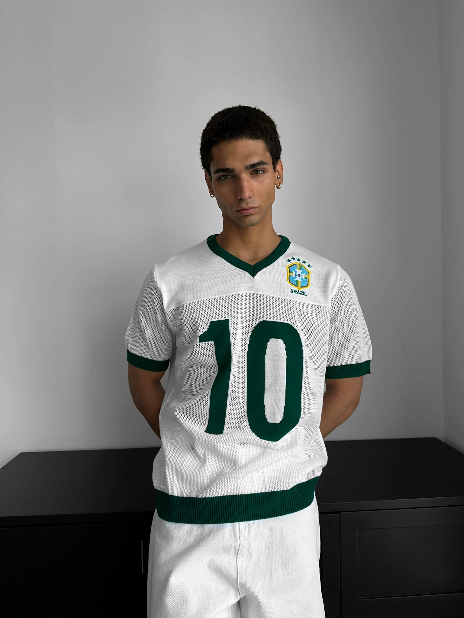 Oversize Brazil Knit T-shirt - White - Image 4
