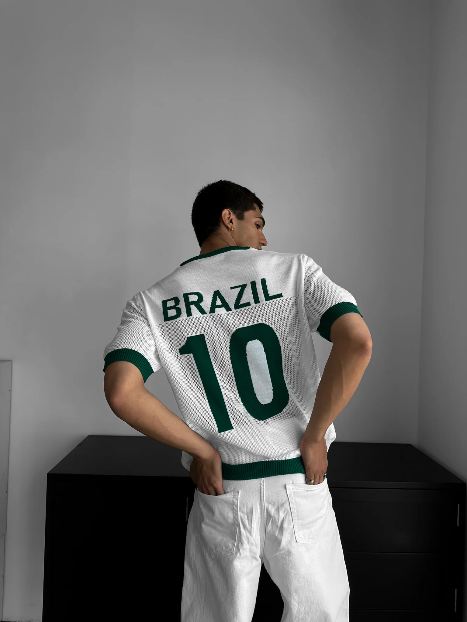 Oversize Brazil Knit T-shirt - White - Image 5