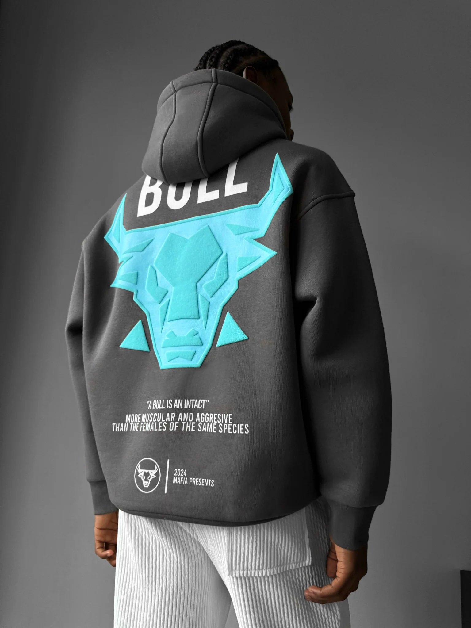 Oversize Bull Hoodie - Tornado Grey - Image 3