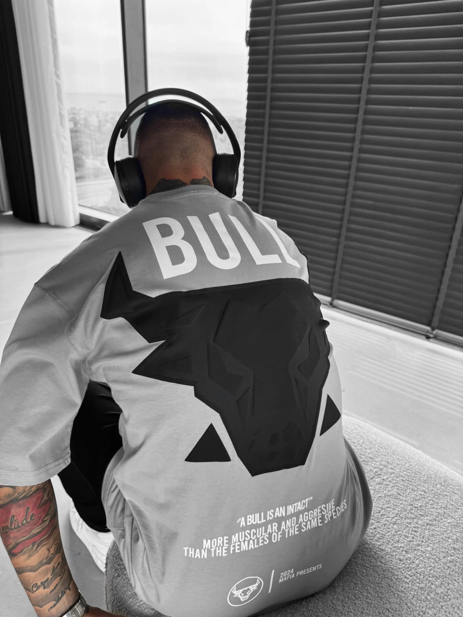 Oversize Bull T-shirt - Grey and Black - Image 7