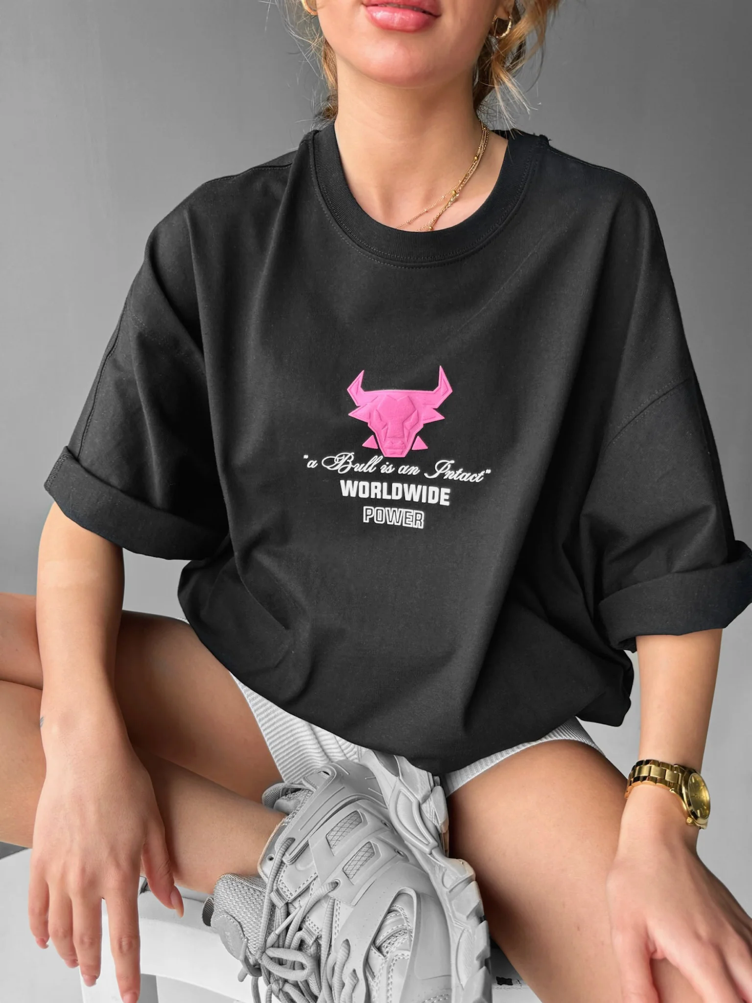 Oversize Bull Worldwide T-shirt - Black and Lila - Image 5