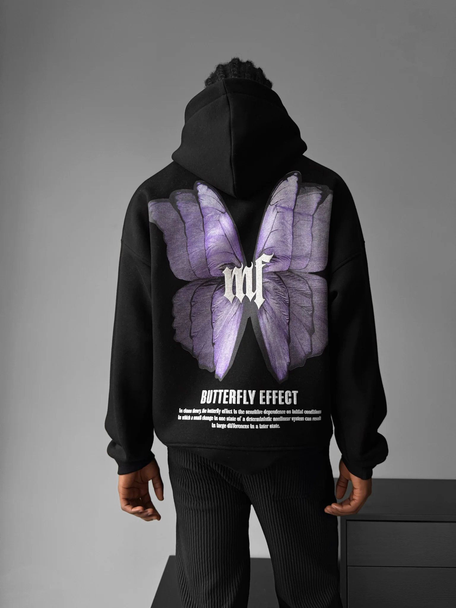 Oversize Butterfly Effect Hoodie - Black - Image 2