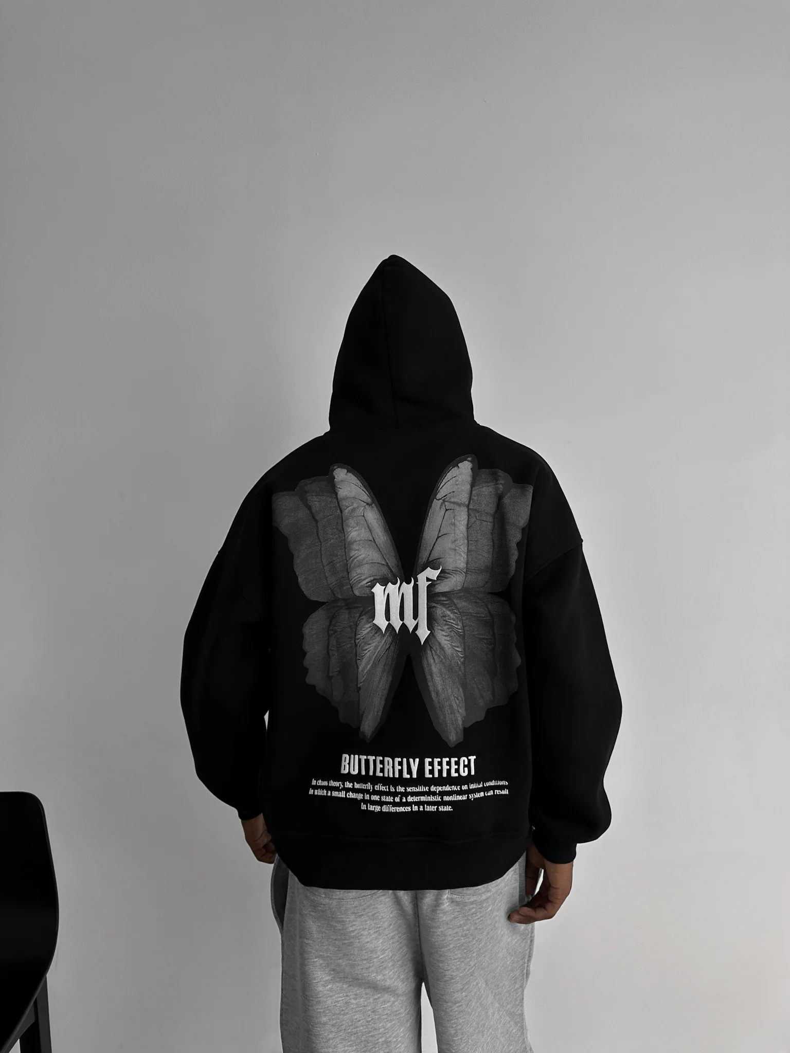 Oversize Butterfly Effect Hoodie - Black and Anthracite - Image 3