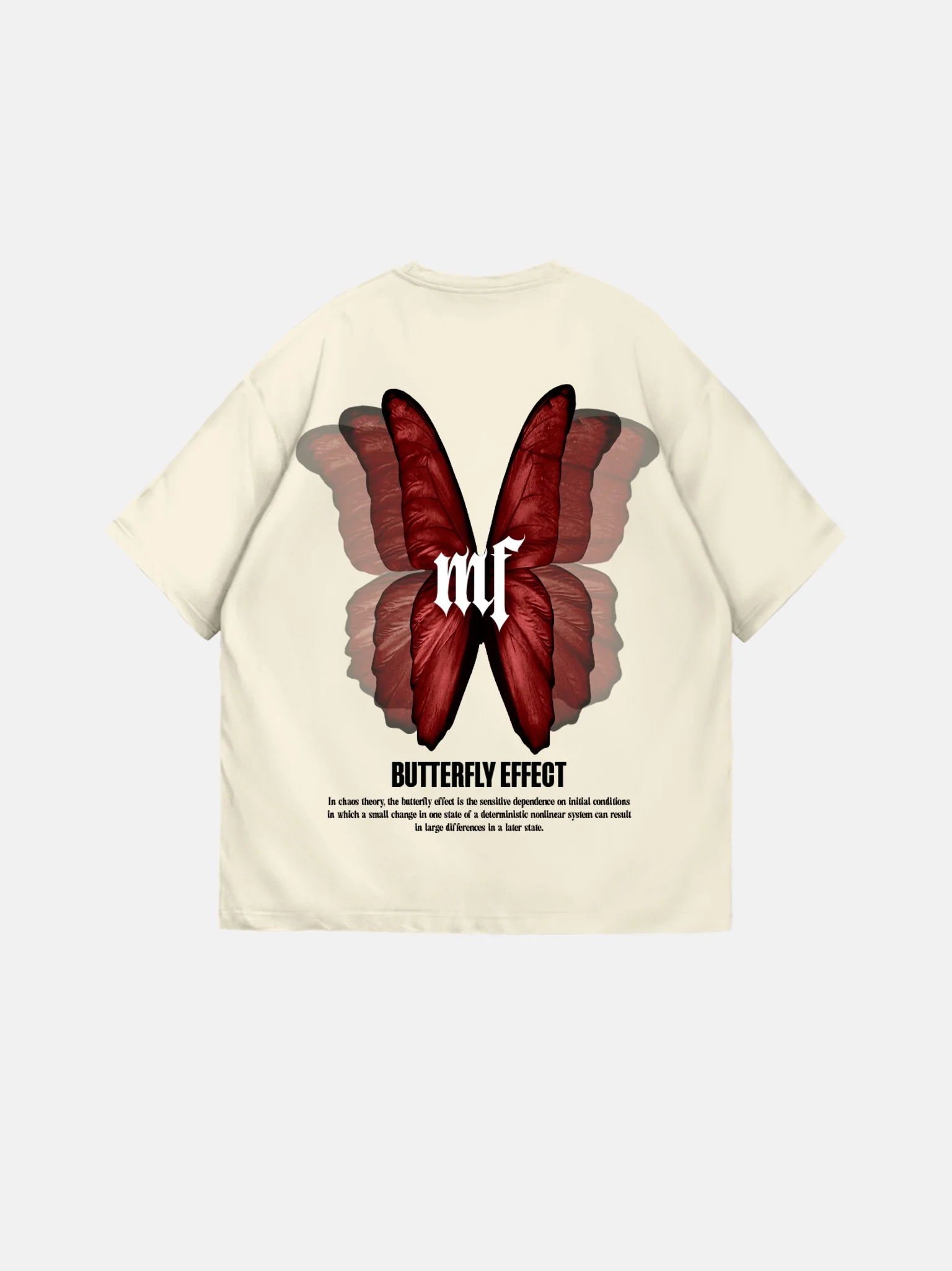Oversize 'Butterfly Effect' T-Shirt - Antique White - Image 8