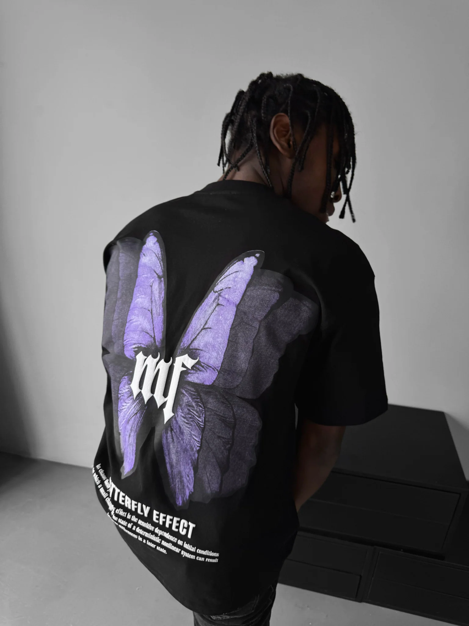 Oversize 'Butterfly Effect' T-Shirt - Black - Image 5