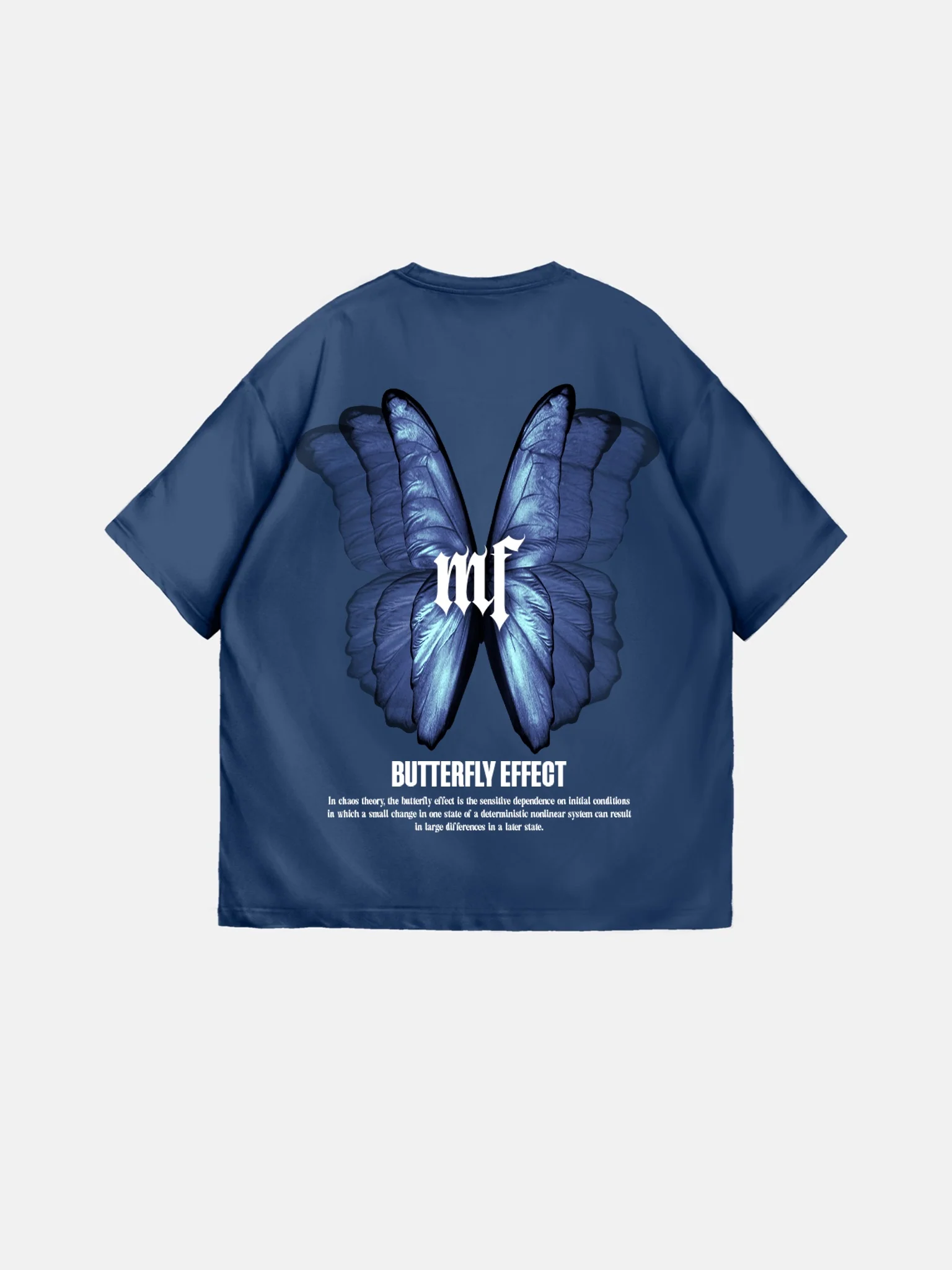 Oversize 'Butterfly Effect' T-Shirt - Navy Peony - Image 2