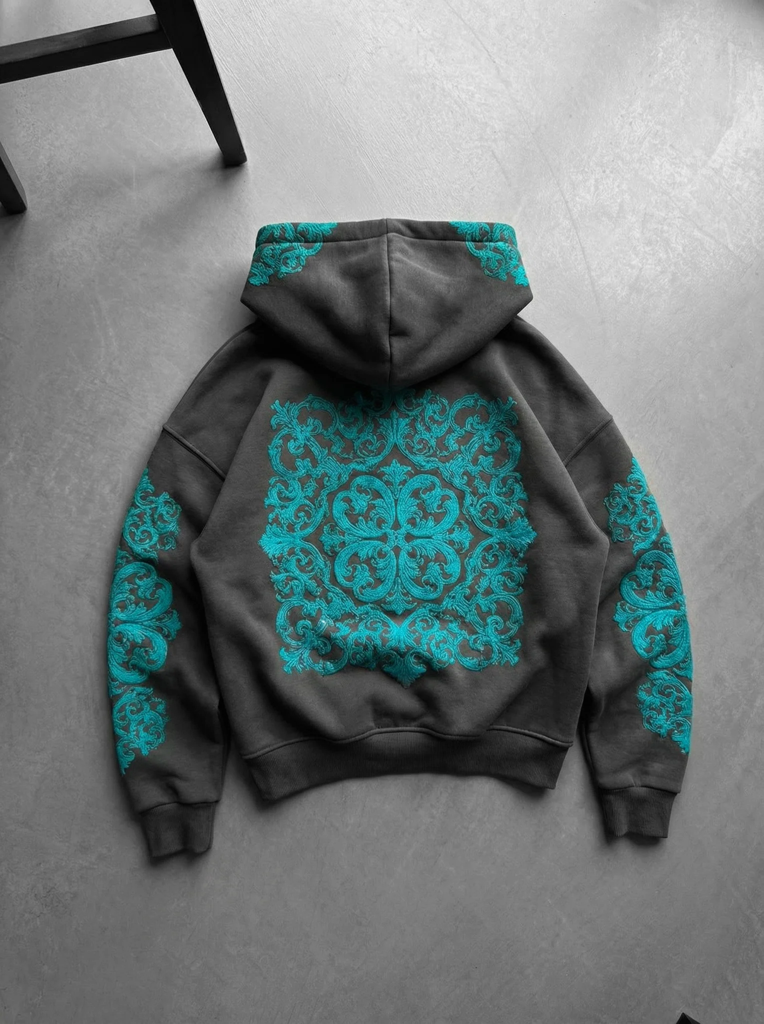 Oversize Carpet Pattern Hoodie - Anthracite