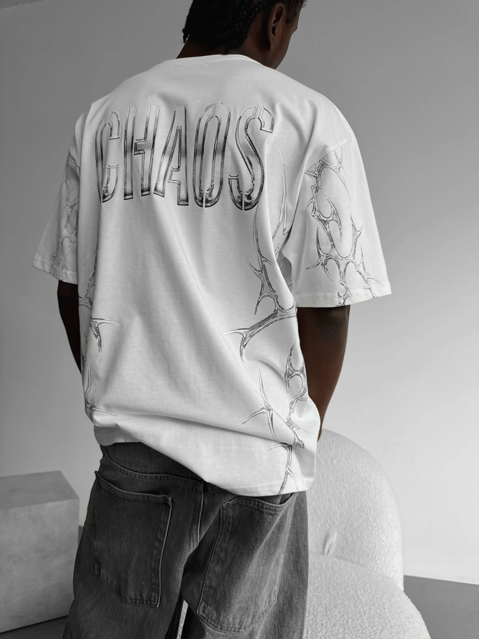 Oversize 'Chaos' T-Shirt - Ecru