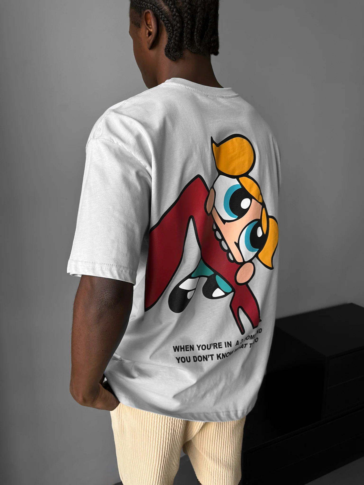 Oversize Comic T-Shirt - Grey - Image 4