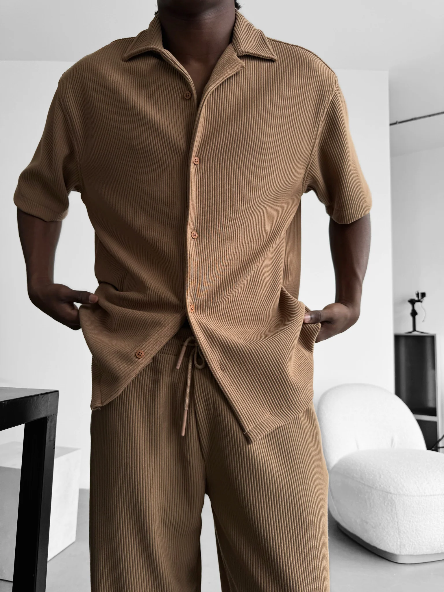 Oversize Cord Shirt - Brown - Image 2