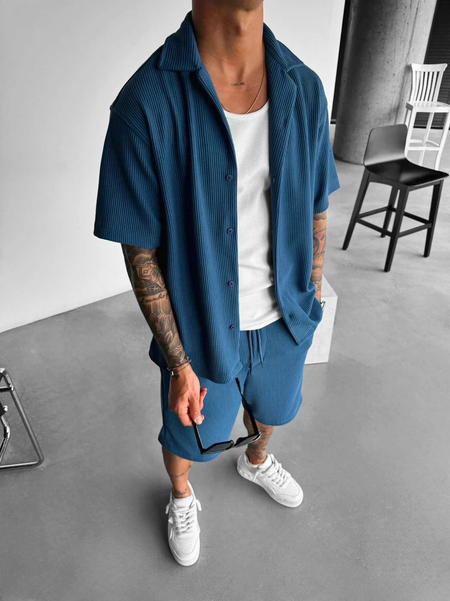 Oversize Cord Shirt - Indigo - Image 3