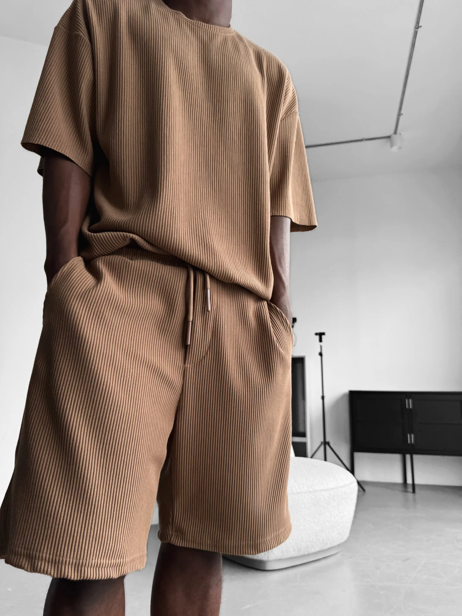 Oversize Cord Tee - Brown