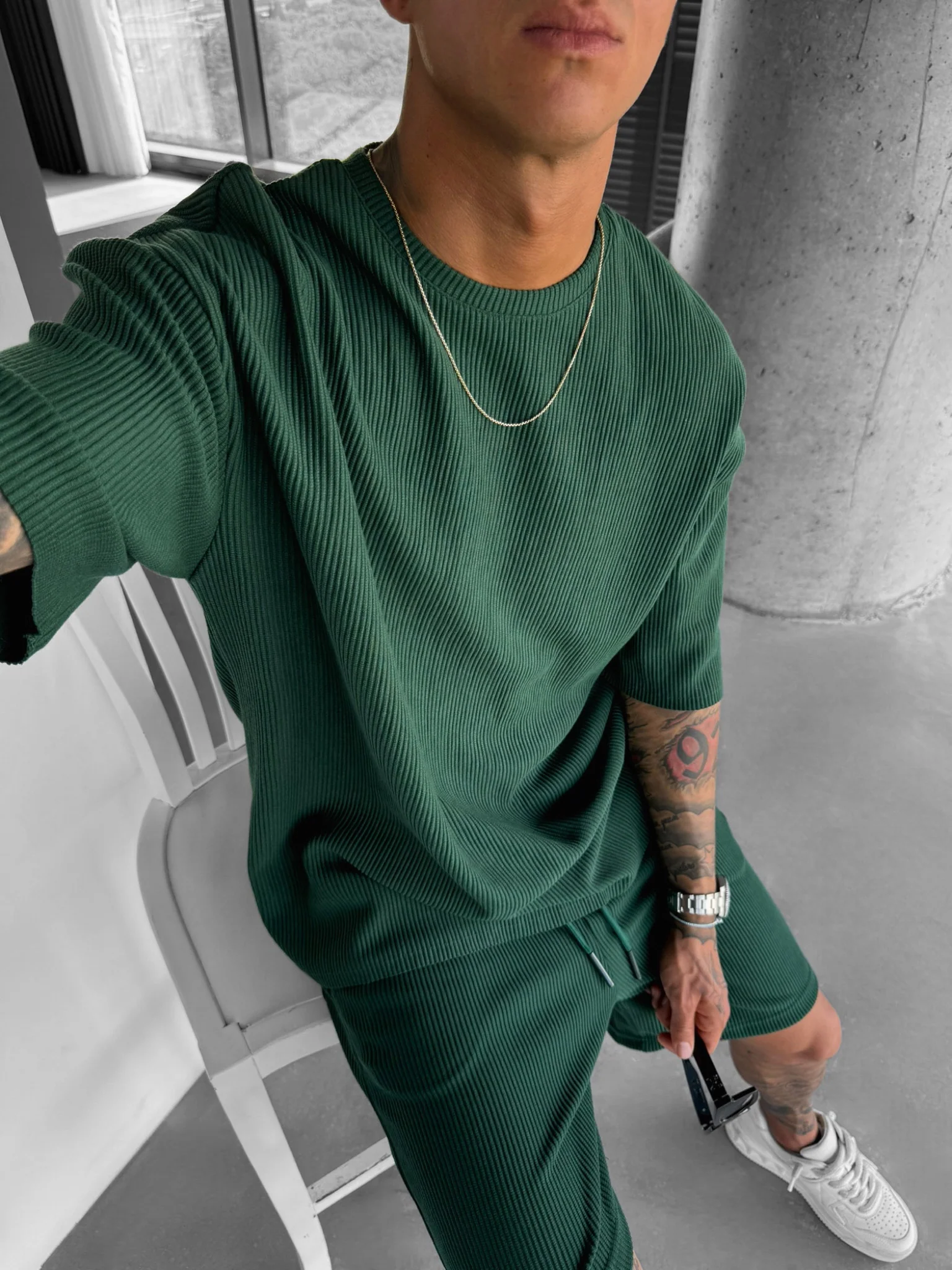 Oversize Cord Tee - Green - Image 2