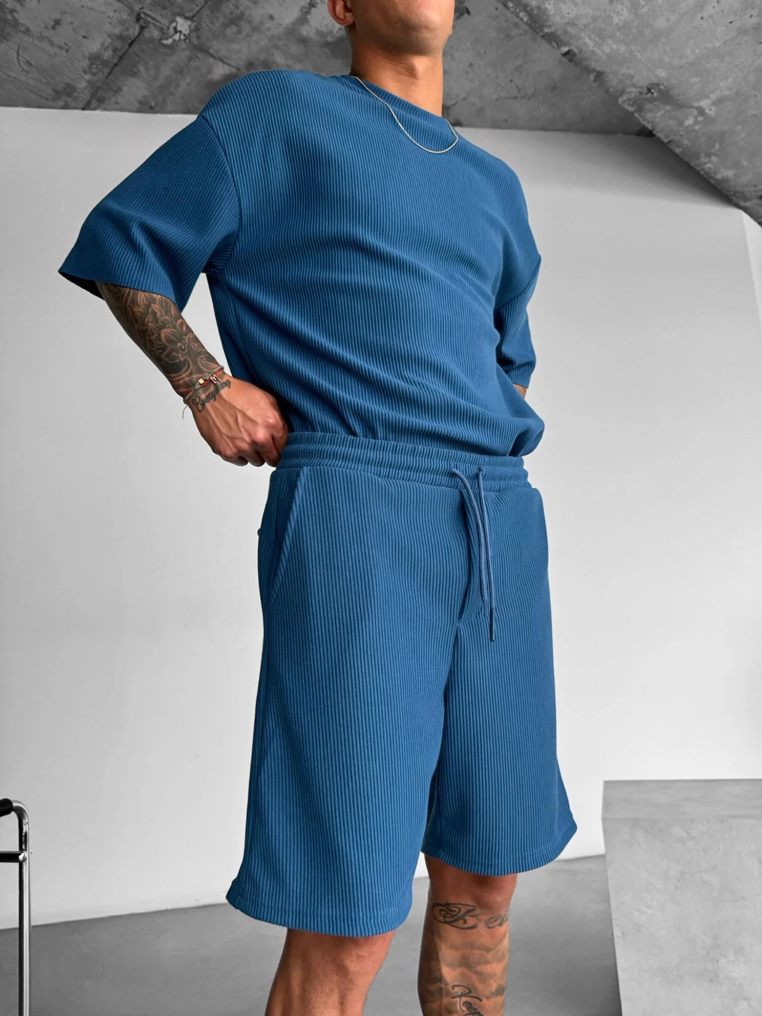 Oversize Cord Tee - Indigo