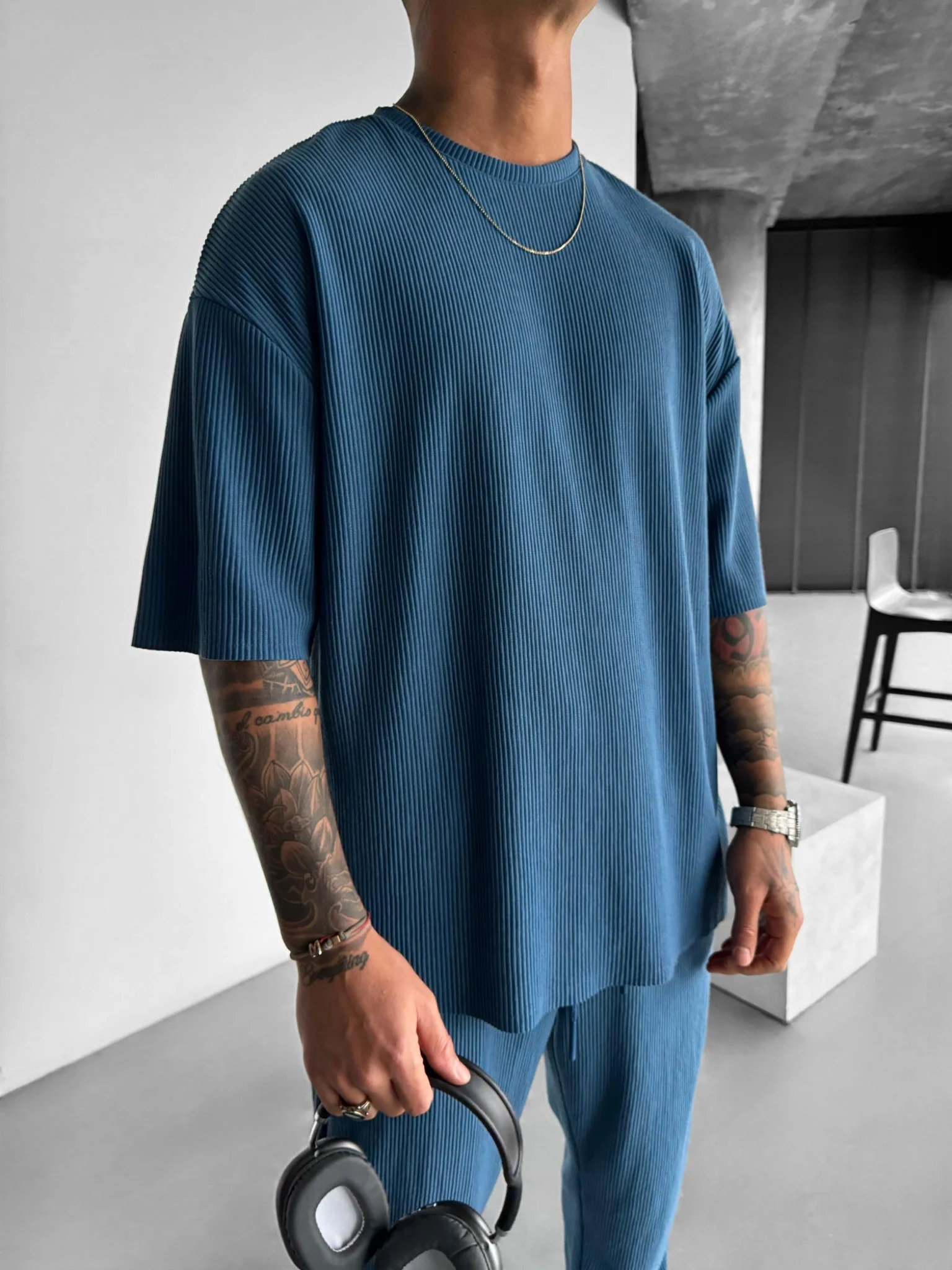 Oversize Cord Tee - Indigo - Image 3