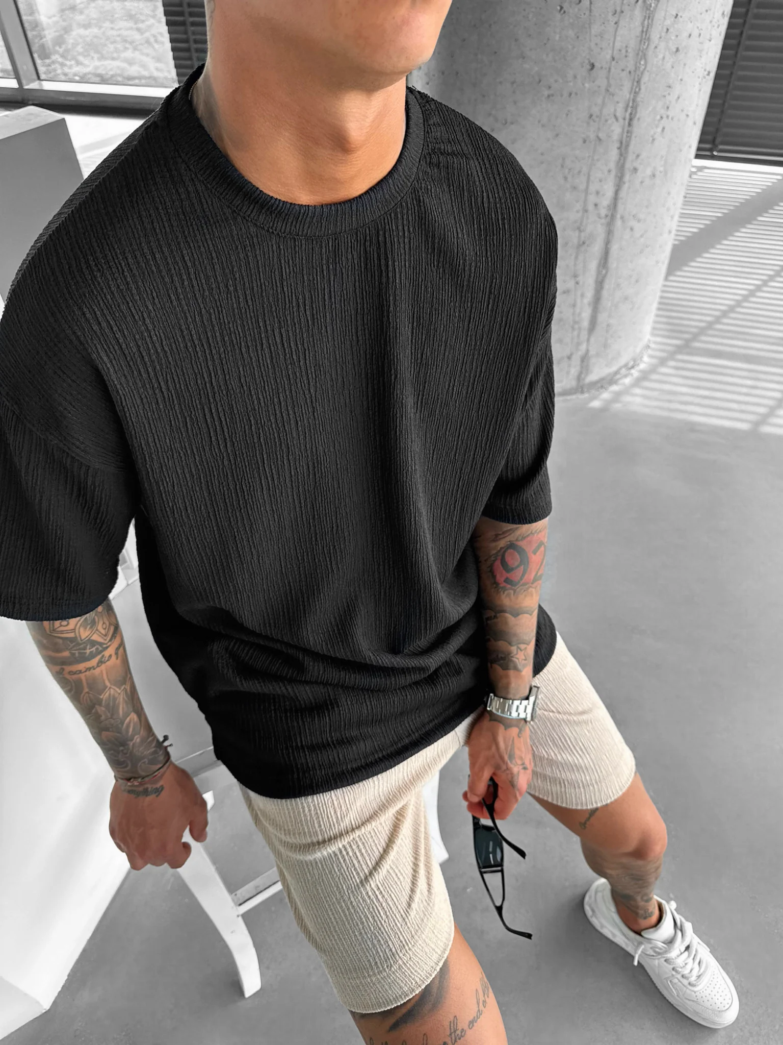 Oversize Crepe T-Shirts - Black
