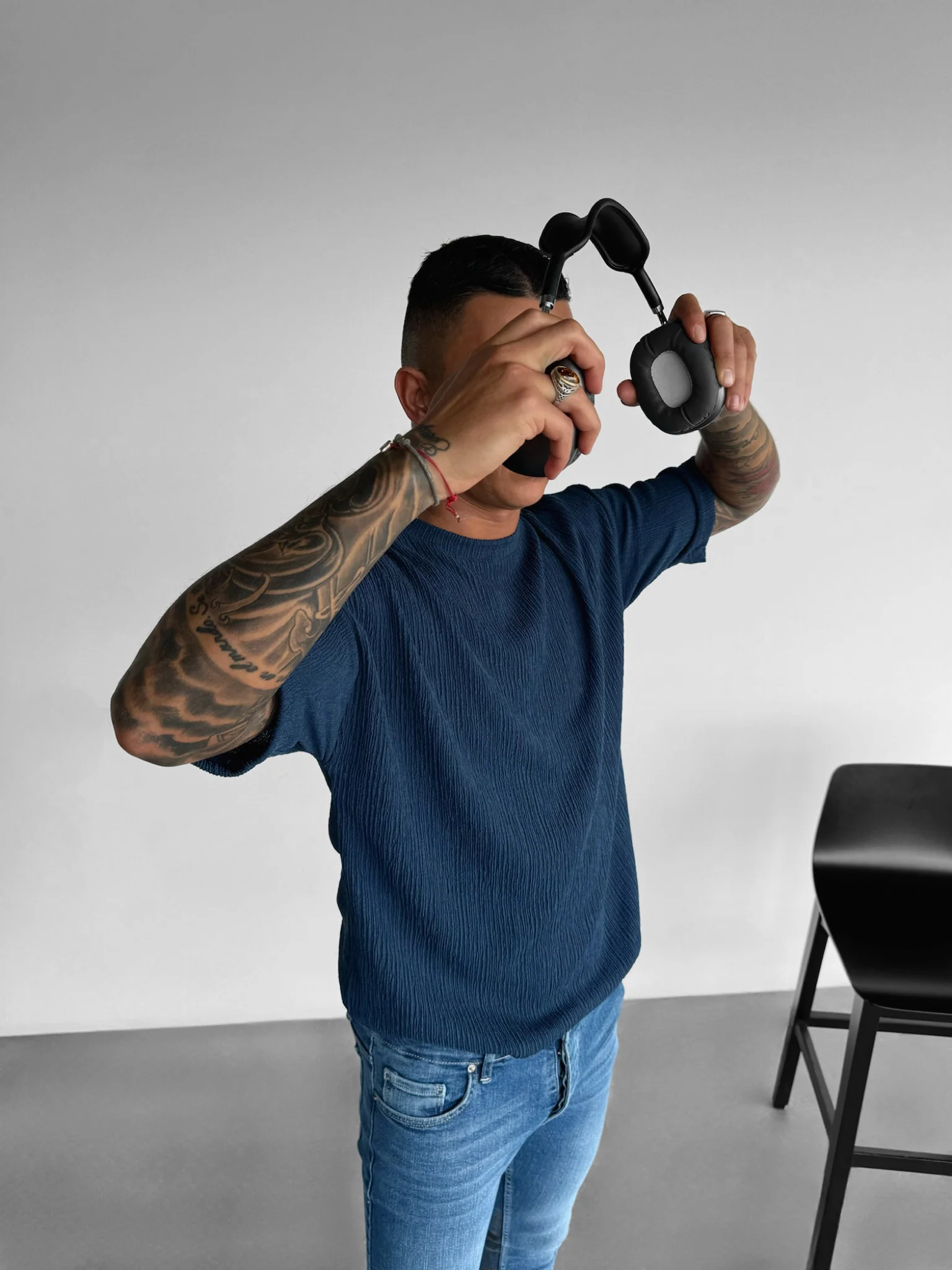 Oversize Crepe T-Shirts - Indigo - Image 7