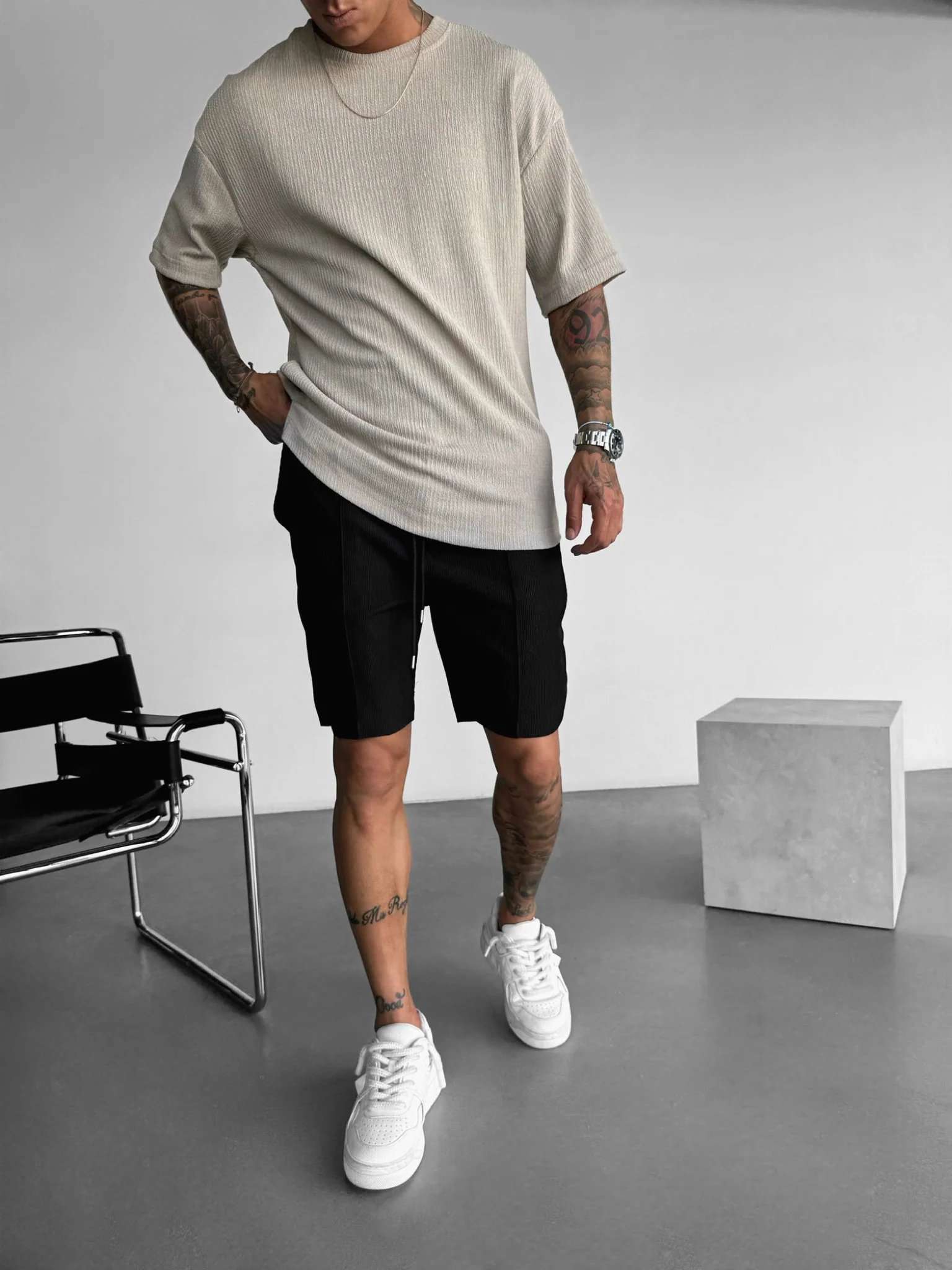 Oversize Crepe T-Shirts - Stone