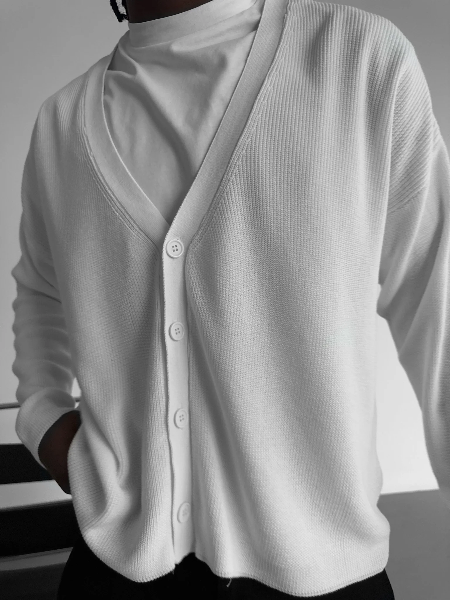 Oversize Crop Cardigan - Ecru - Image 2