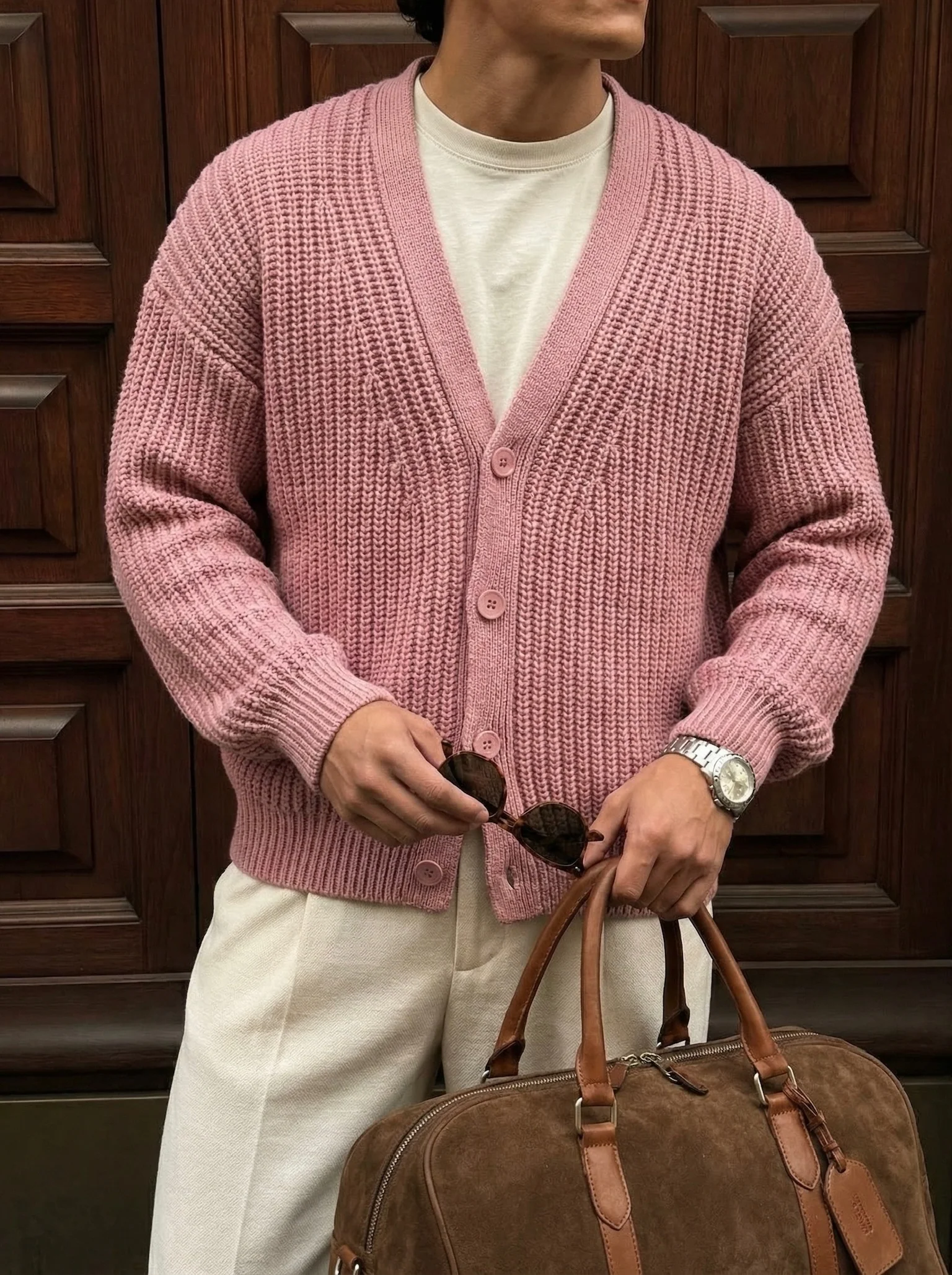 Oversize Crop Cardigan - Pouder