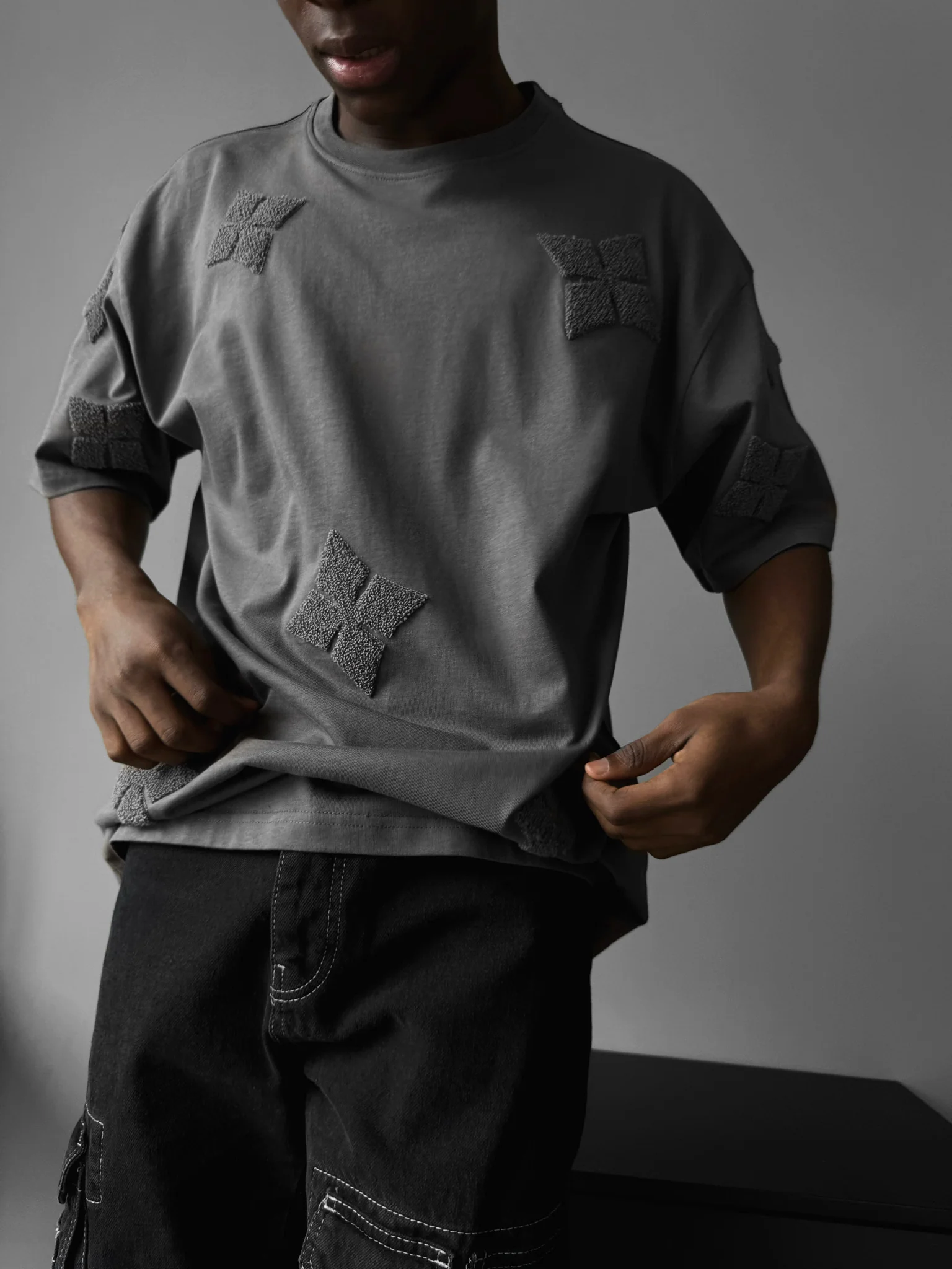 Oversize Detailed T-Shirt - Anthracite - Image 2