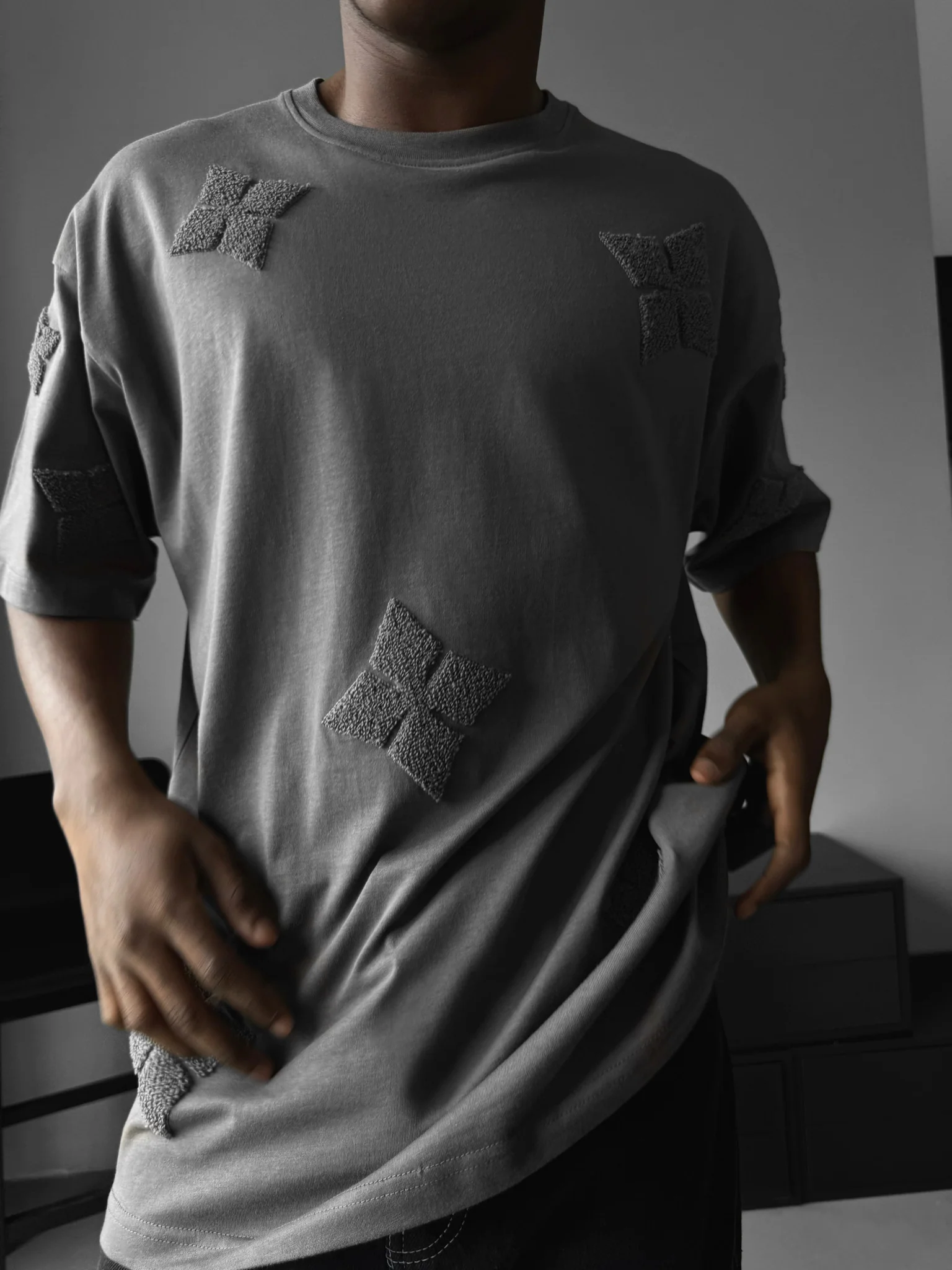 Oversize Detailed T-Shirt - Anthracite - Image 3