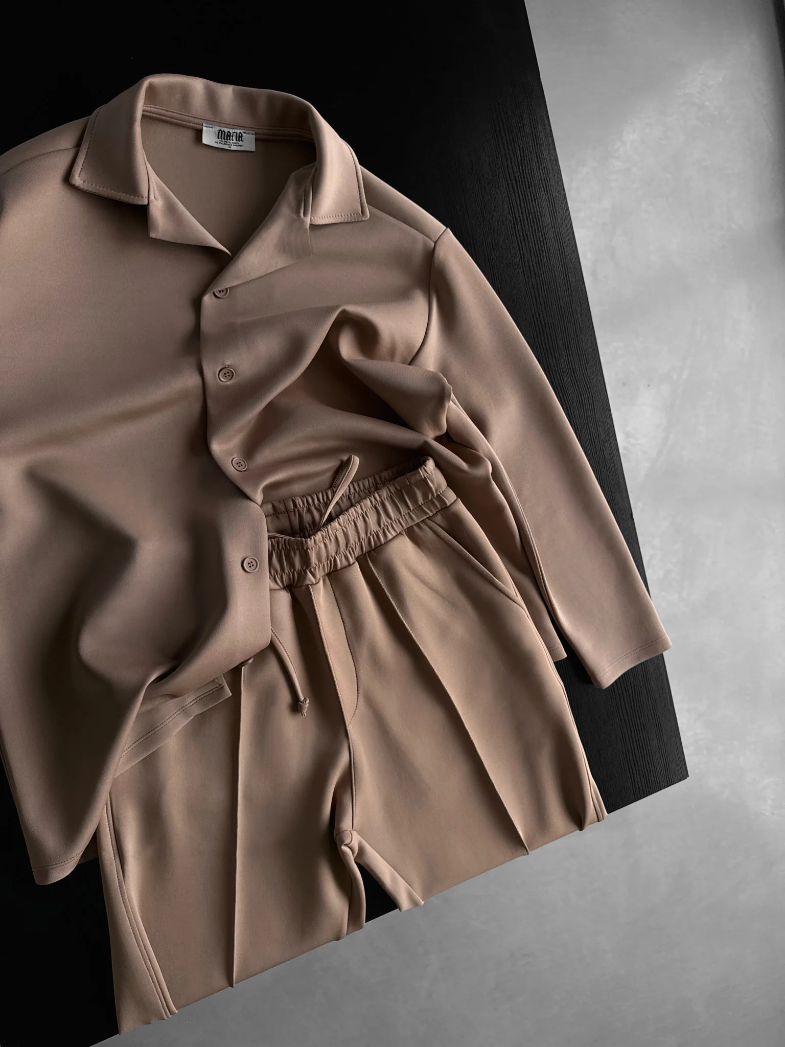 Oversize Diver Long Sleeve Shirt - Beige