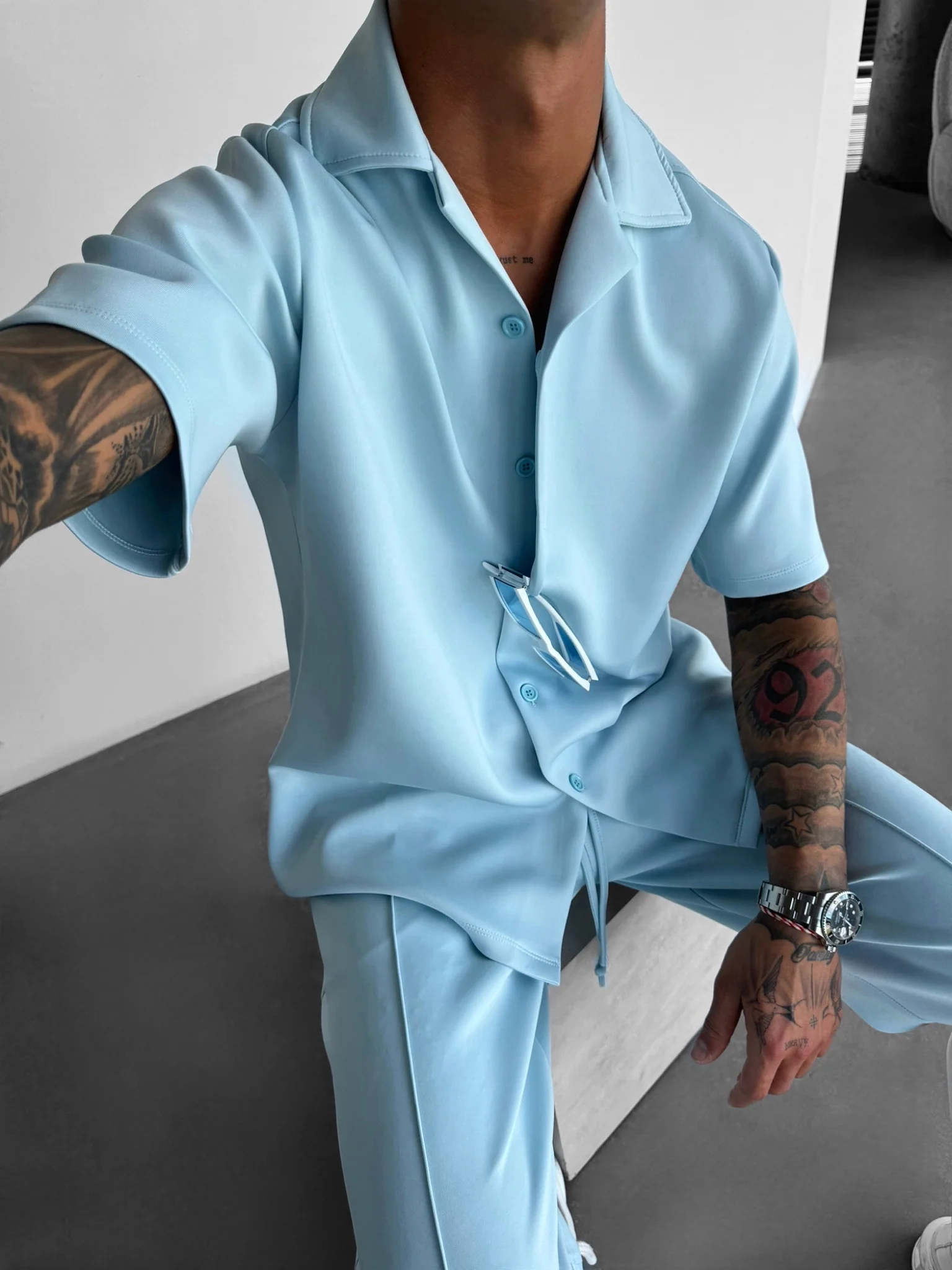 Oversize Diver Shirt - Baby Blue