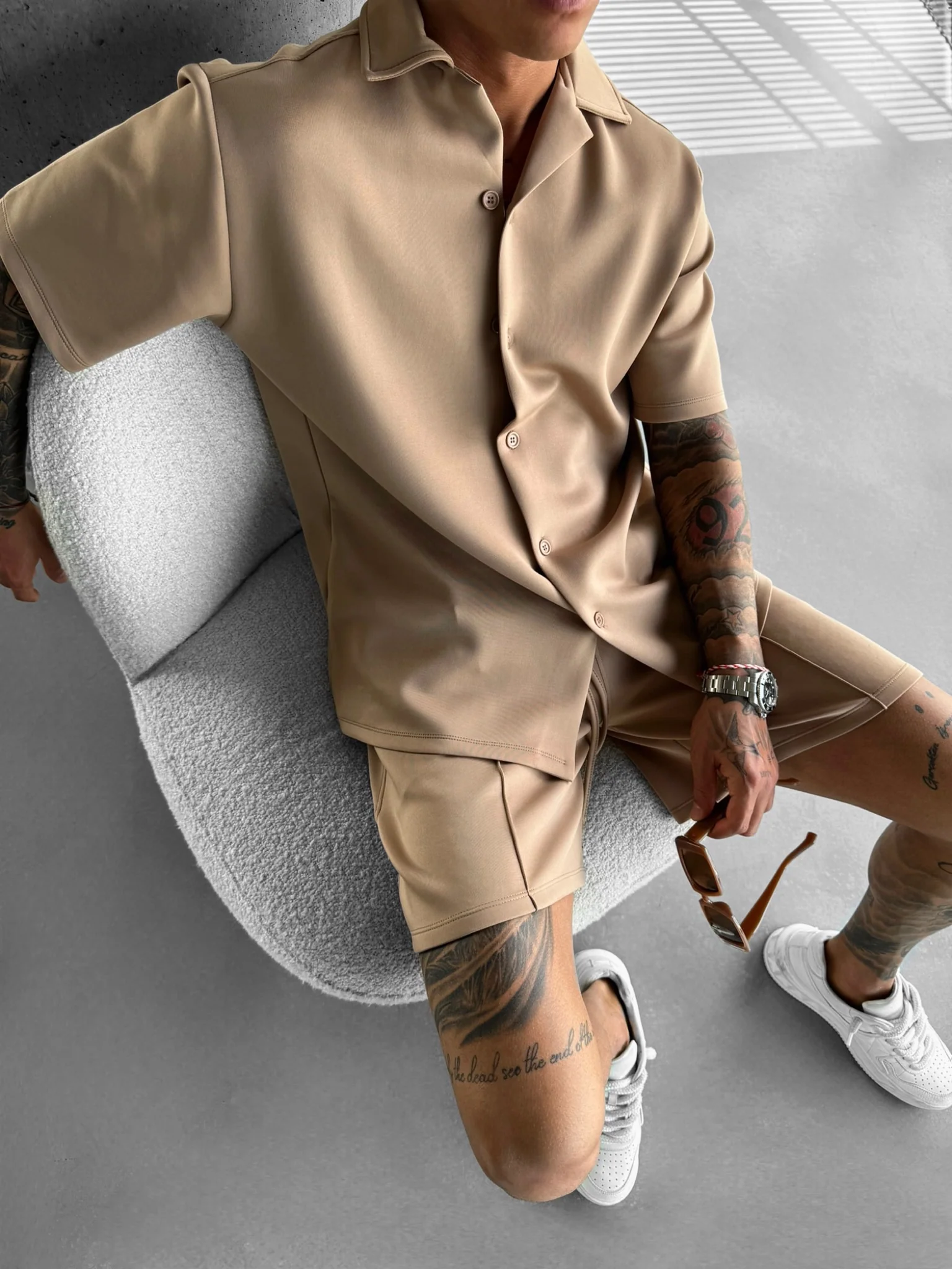 Oversize Diver Shirt - Beige - Image 8