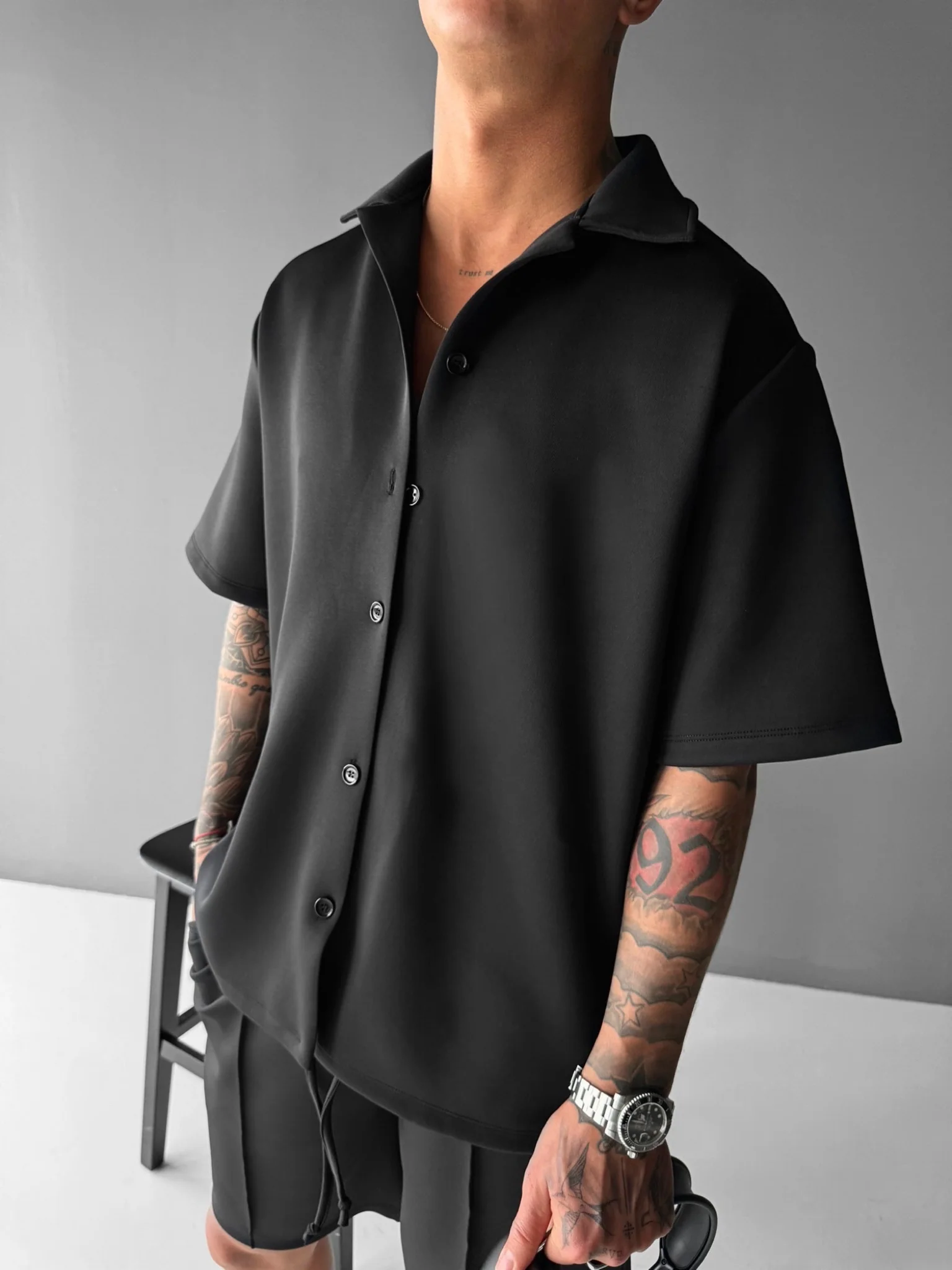 Oversize Diver Shirt - Black - Image 5