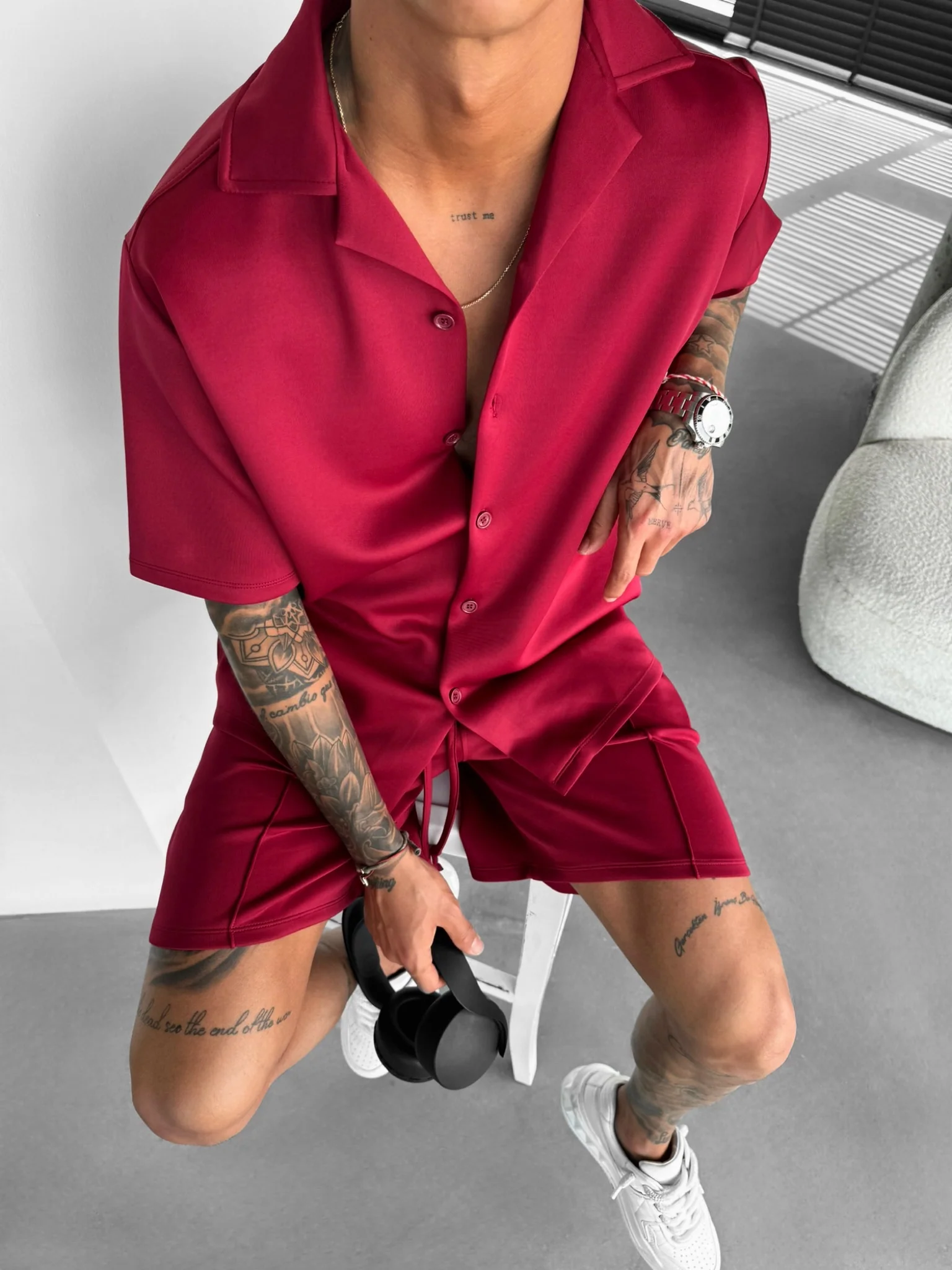 Oversize Diver Shirt - Bordeaux - Image 5