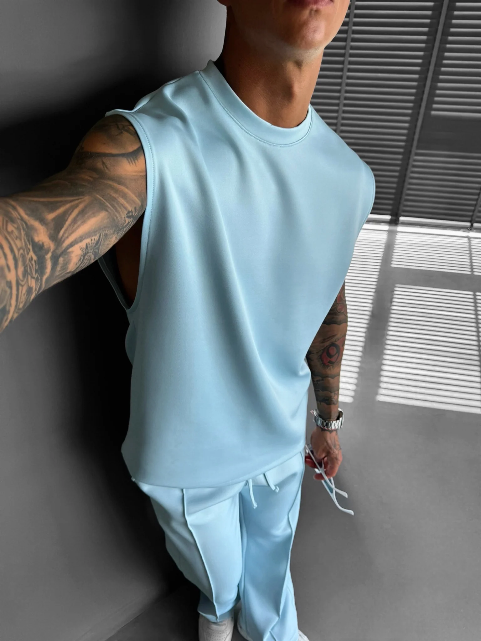 Oversize Diver Tanktop - Baby Blue