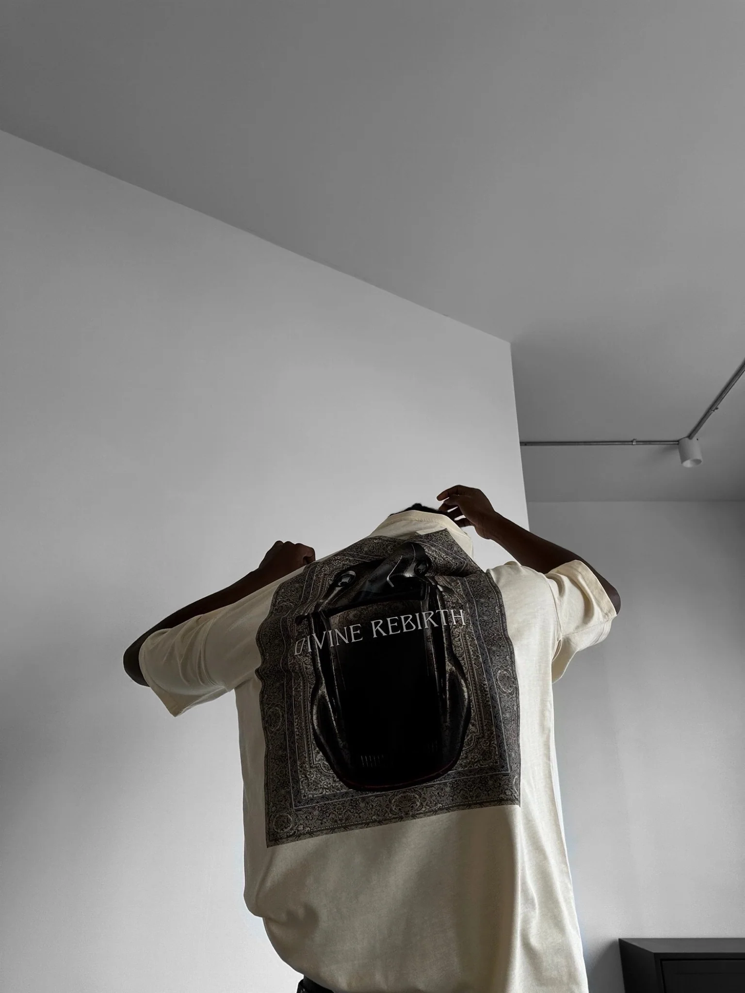 Oversize 'Divine Rebirth' T-Shirt - Antique White - Image 3