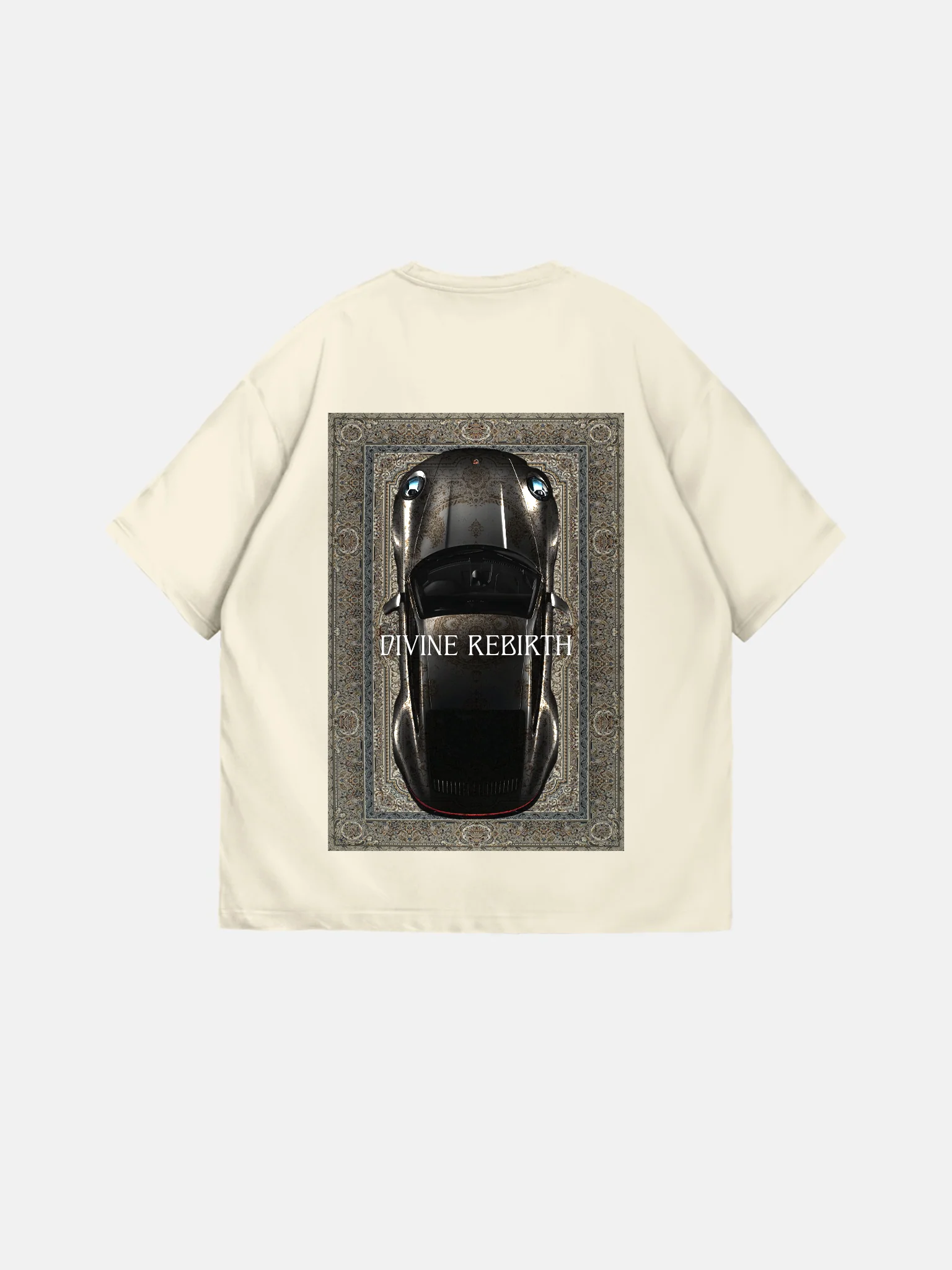 Oversize 'Divine Rebirth' T-Shirt - Antique White - Image 4
