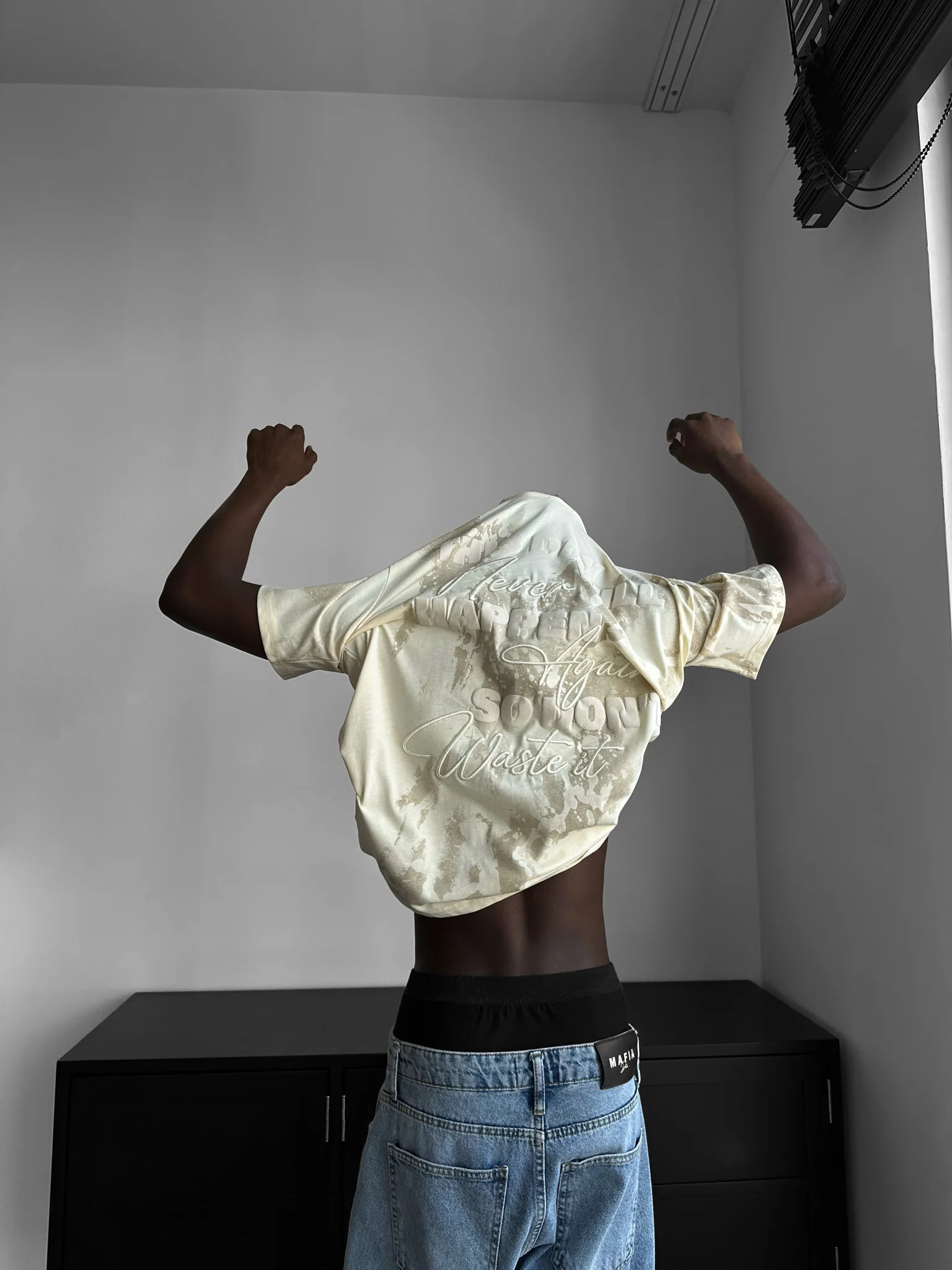 Oversize 'don’t waist it' T-Shirt - Antique White - Image 2