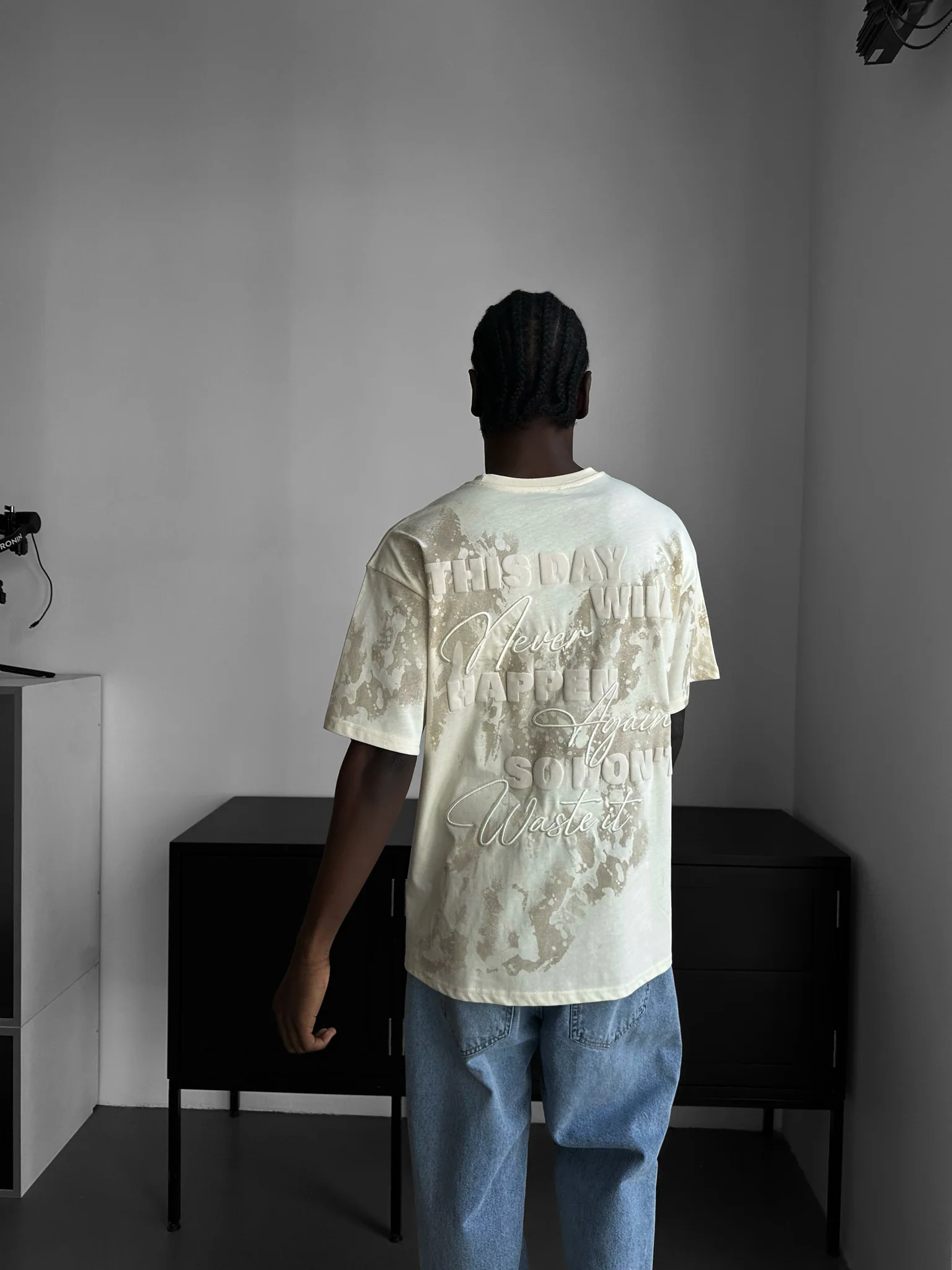 Oversize 'don’t waist it' T-Shirt - Antique White - Image 3