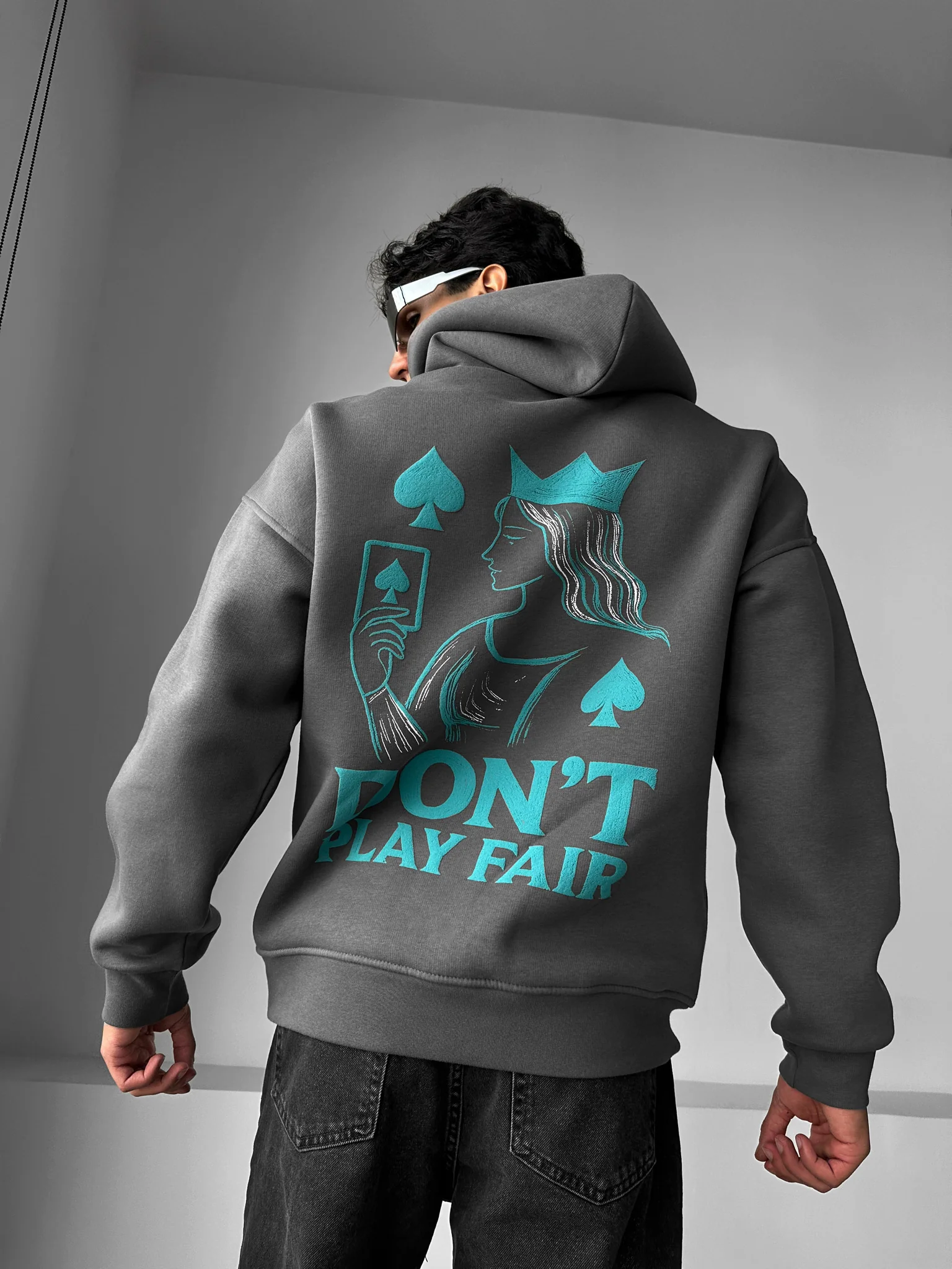 Oversize Don't Play Fair Hoodie - Anthracite - Image 2