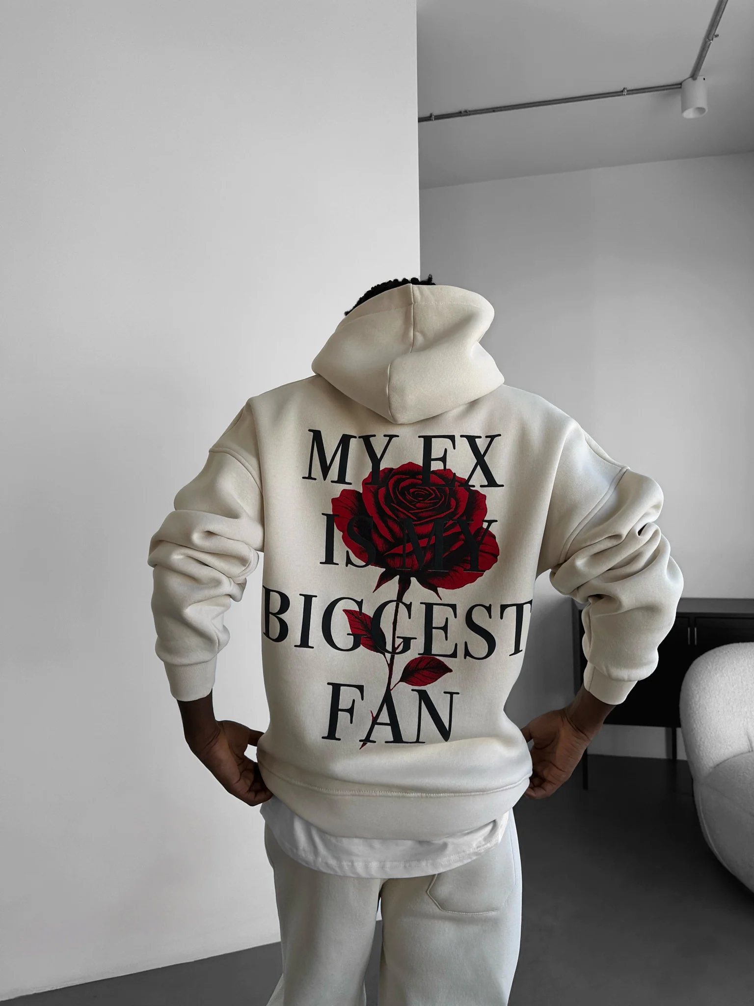 Oversize “EX” Hoodie - Beige - Image 3